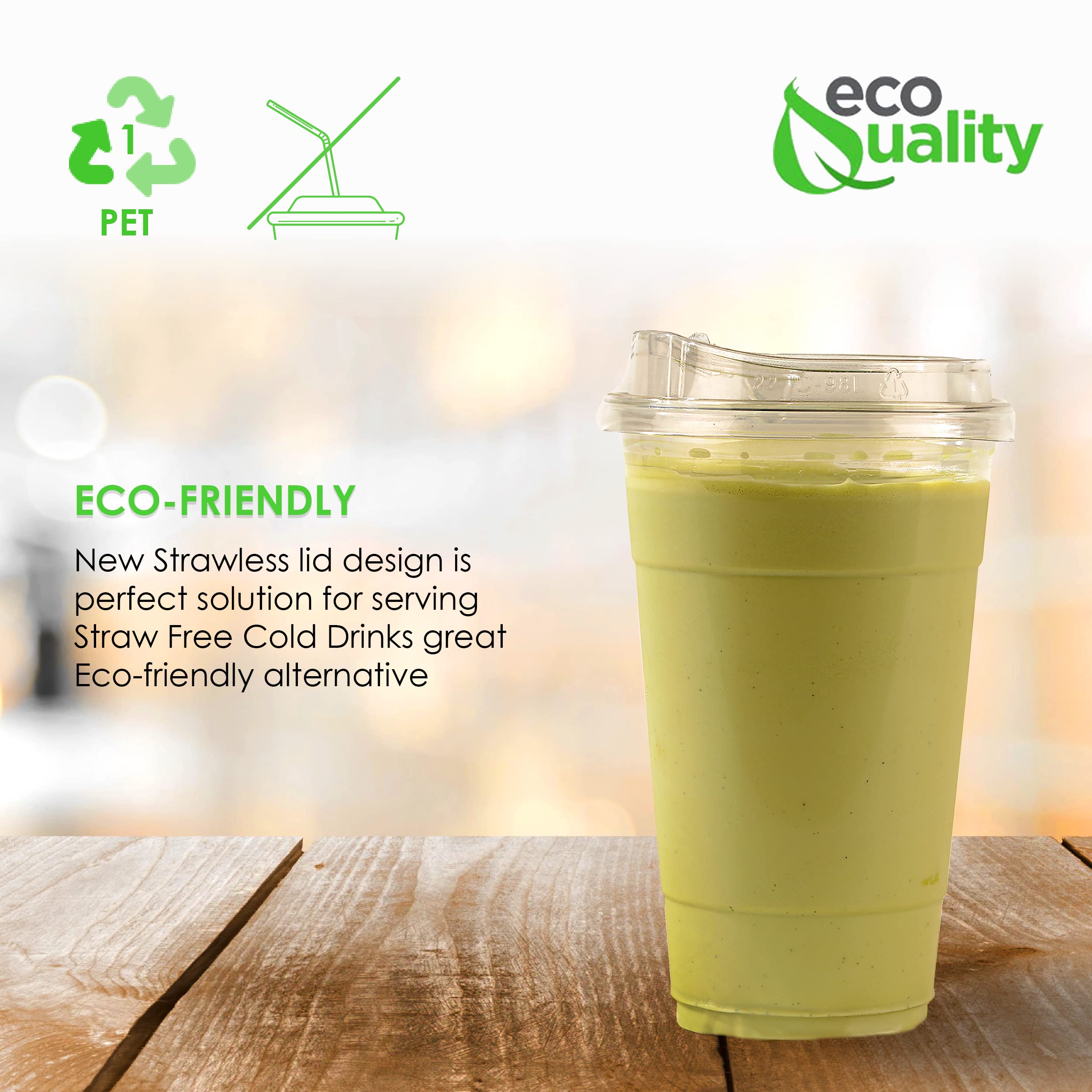 450-Pack 24oz Clear Plastic Disposable Cups with Sip-Through Lids - Iced Coffee, Smoothie, Juice, Soda, Parfait Cups - Perfect for Parties, Cafes, Restaurants & Outdoor Events