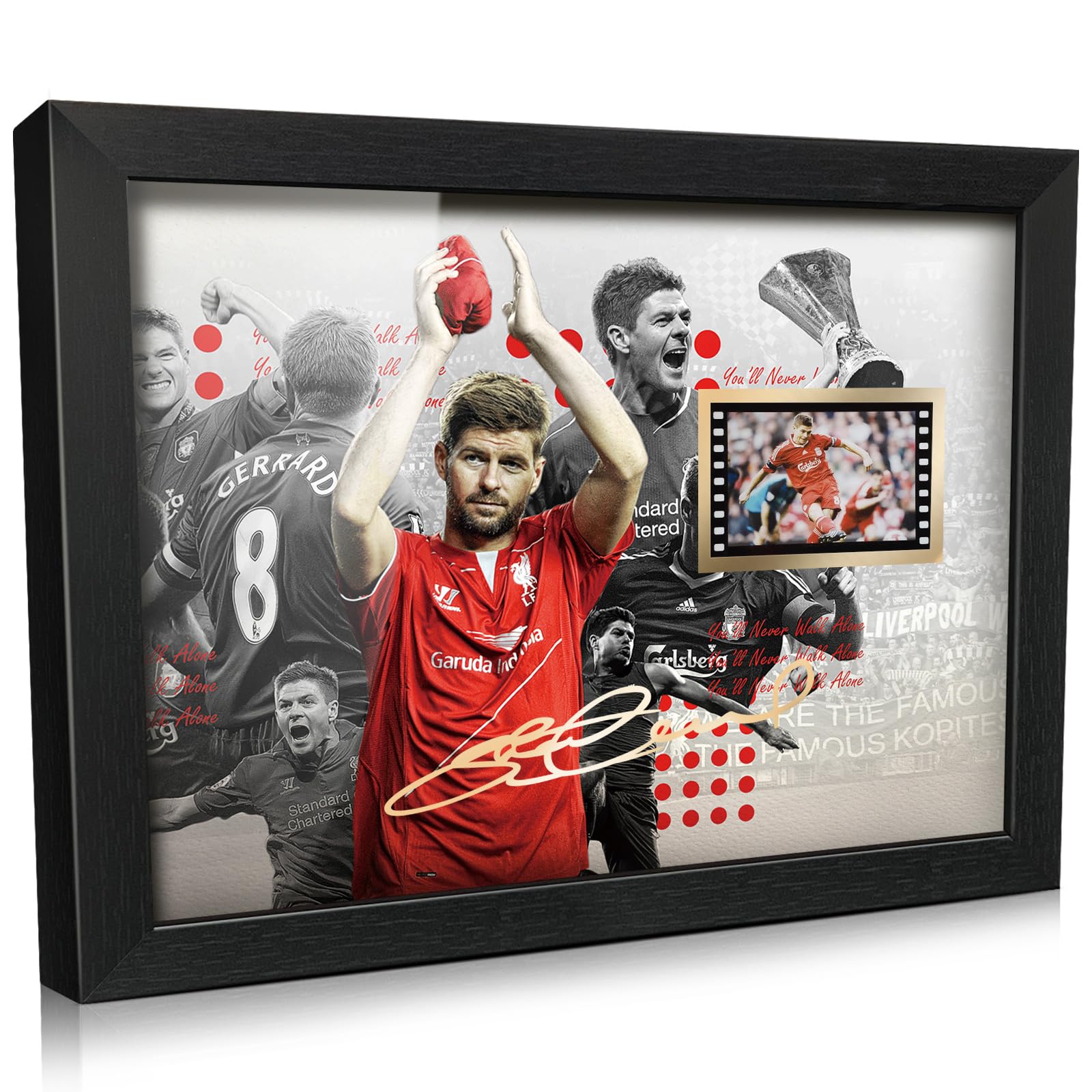 ORIMAMI Signed Steven Gerrard Soccer Poster - Framed 8x6 Inch Photo with 35mm Film Display - Perfect Gift for Liverpool FC Fans - Ideal for Man Cave, Sports Room Decor & Soccer Memorabilia Collection
