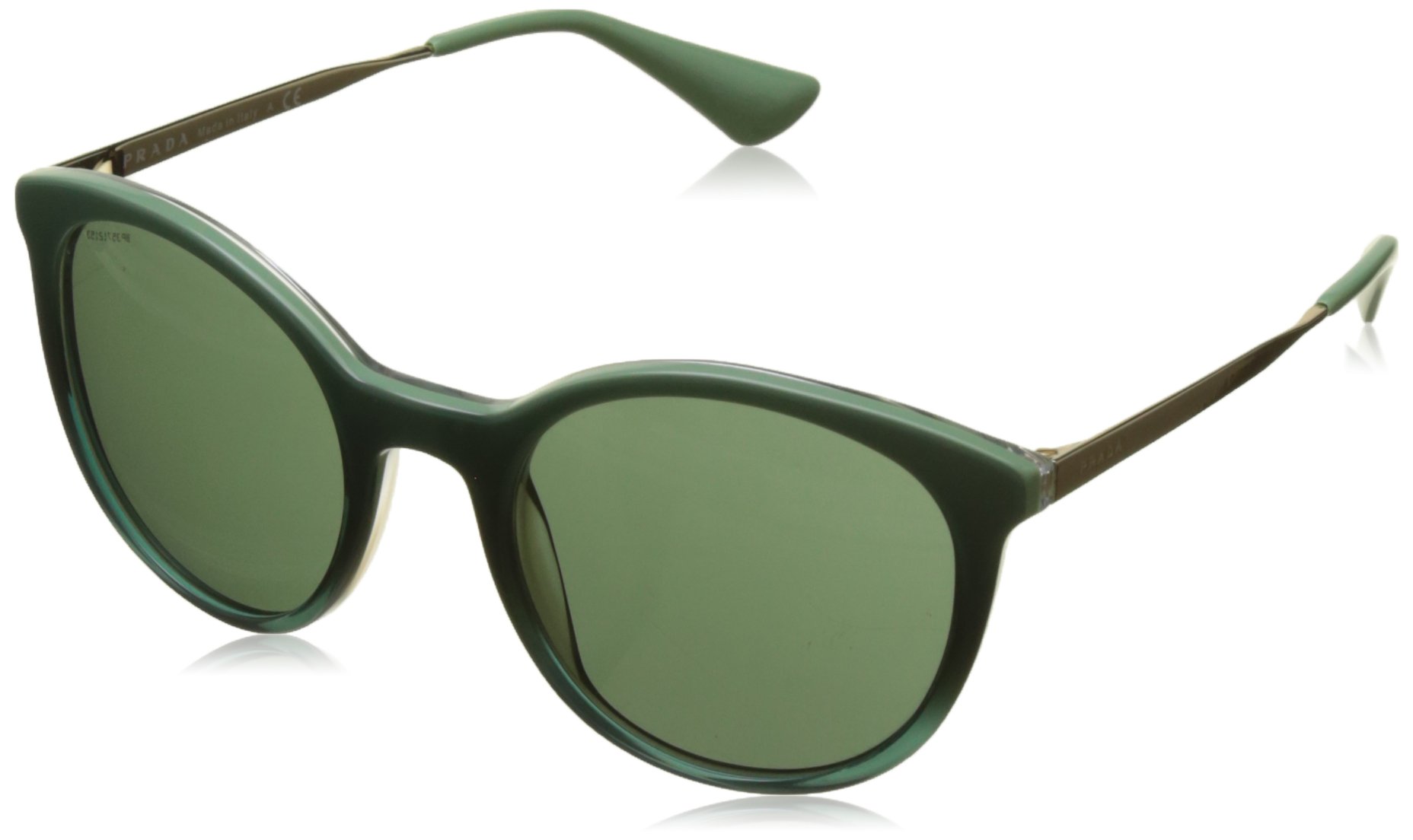Prada PR17SS UFU3O1 Green Gradient Round Sunglasses - UV400 Protection, Category 3 Lens - Perfect for Beach, Driving & Outdoor Activities