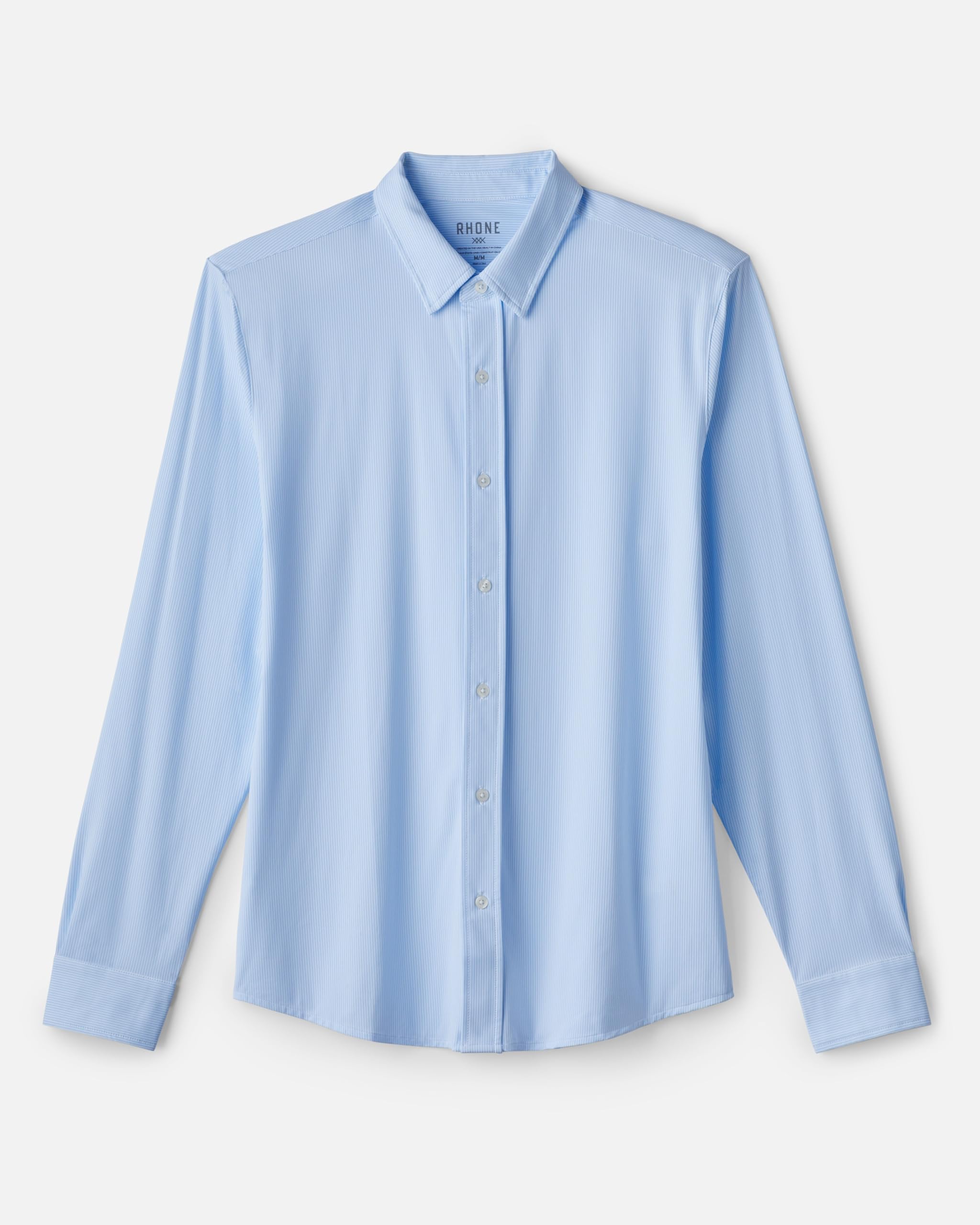 Rhone Men's Commuter Performance Dress Shirt - Wrinkle Resistant & Machine Washable Slim Fit Button Down Shirt for Business & Travel | Office Wear & Casual Outfits
