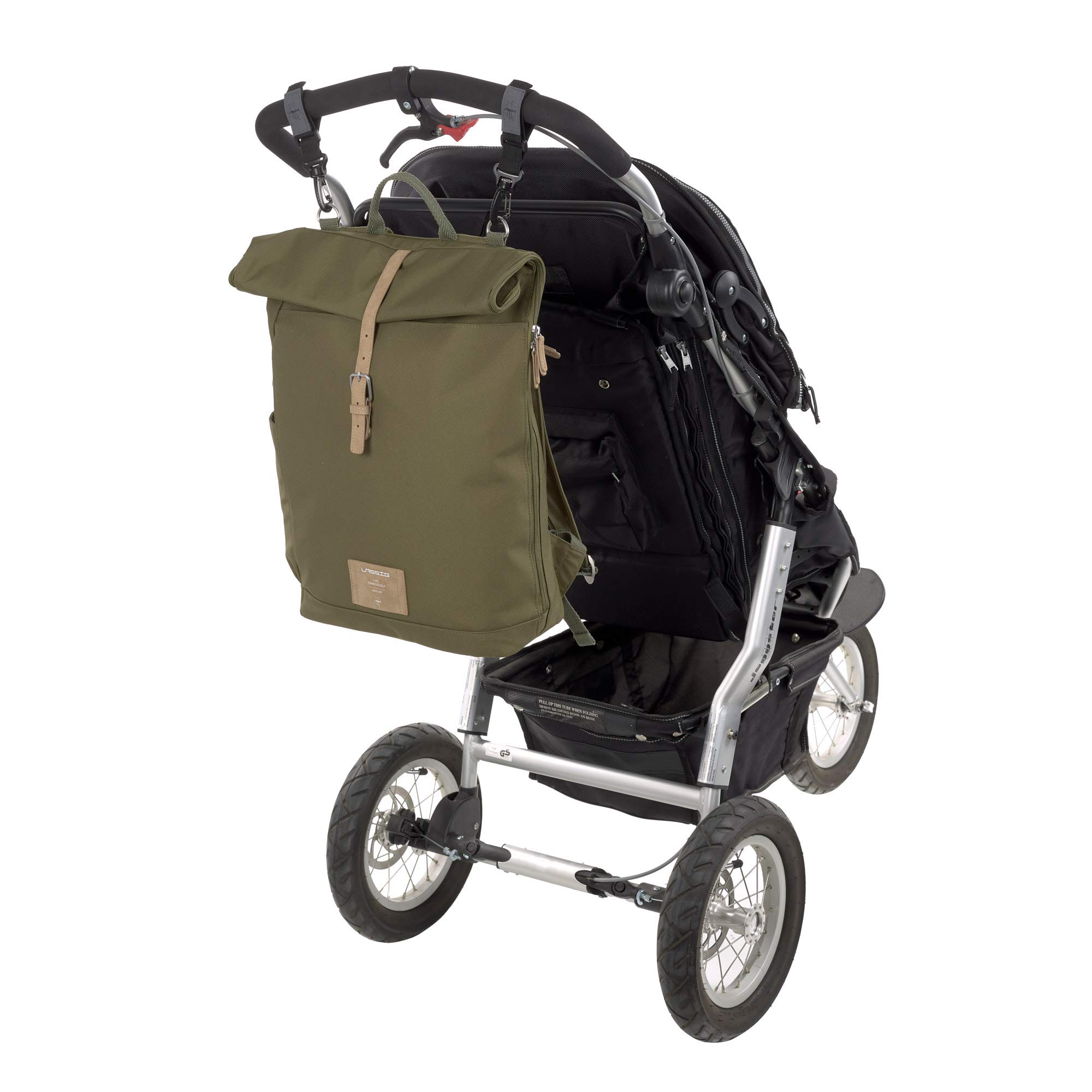 Lässig Green Label Olive Rolltop Backpack Diaper Bag - Large Waterproof Baby Bag for Travel, Daycare & Parenting Essentials | Stylish & Spacious Diaper Backpack for Moms & Dads