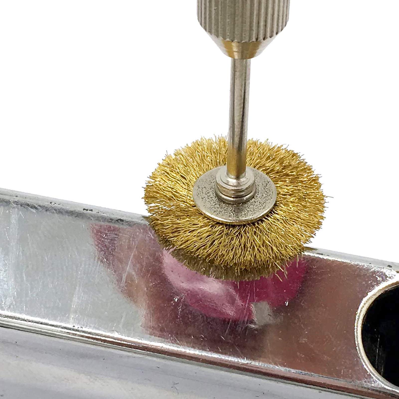 3x25mm Plated Copper Steel Wire Polishing Wheel Brushes - 10Pcs Flat Cup Shape Rotary Tool for Metal Grinding, Polishing & Surface Finishing - Perfect for DIY, Jewelry Making & Automotive Repair