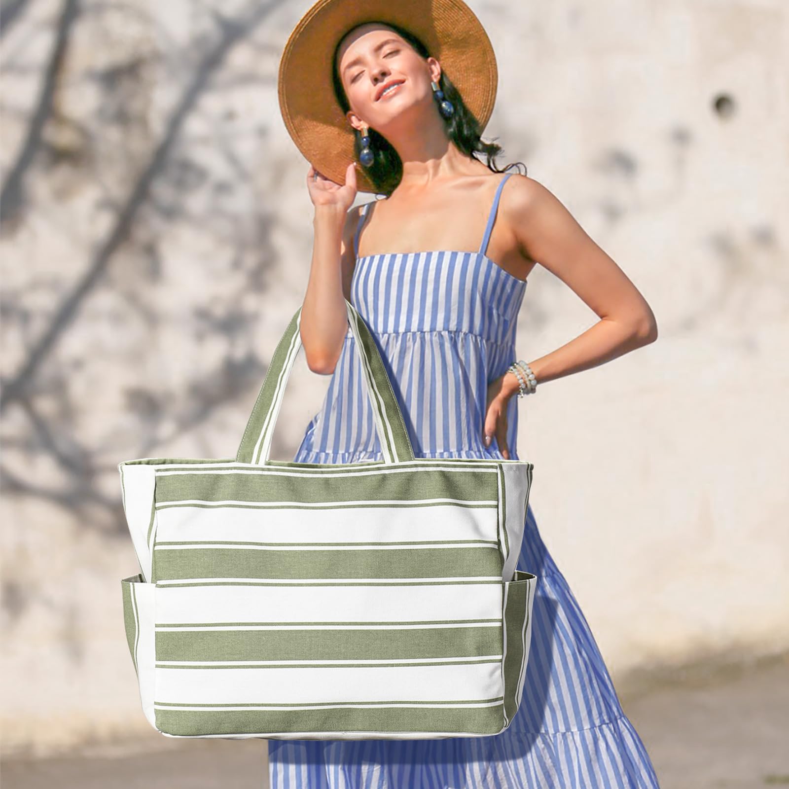**Oscaurt Beach Bags for Women - Large Waterproof Weekender Travel Bag, Swim Pool Tote with Pockets - Perfect for Vacation, Beach Trips & Summer Essentials**