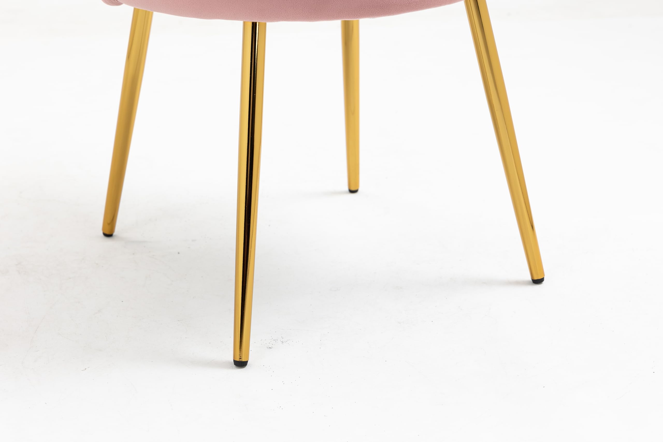 Modern Velvet Upholstered Vanity Chair with Golden Metal Legs & Petal Back - Comfy Armchair for Bedroom, Dining, Desk - Perfect for Women, Girls & Kids (Bright Pink) - Ideal for Makeup Vanity, Dressing Room, Home Office & Study