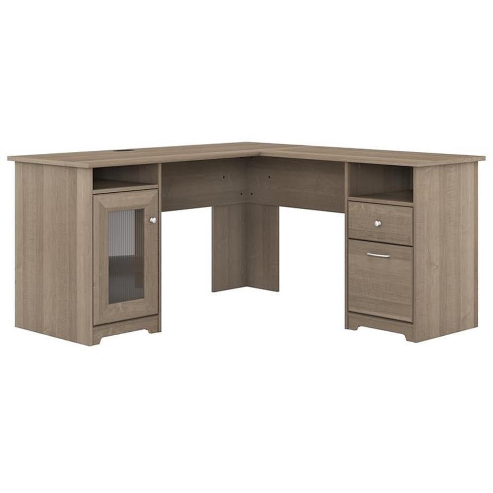 Pemberly Row 60W L-Shaped Computer Desk in Ash Gray - Home Office Desk for Small Spaces, Gaming & Study Workstation