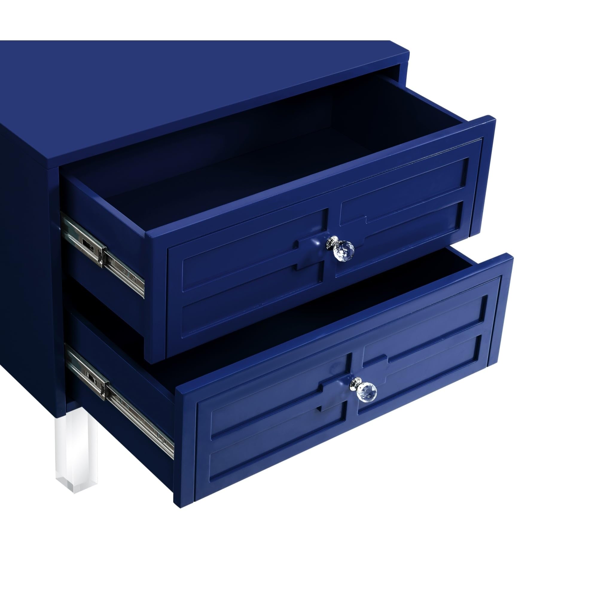Giorgio Lucite Leg Side Table - Navy Accent Table & Nightstand for Living Room, Bedroom & Office | Modern Home Decor
