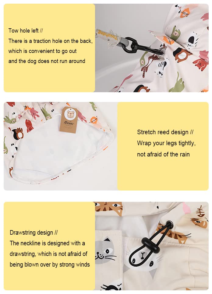 Waterproof Dog Raincoat for Small & Medium Dogs - Cute Cartoon Print Hooded Poncho for Pets | Perfect for Rainy Walks & Outdoor Adventures