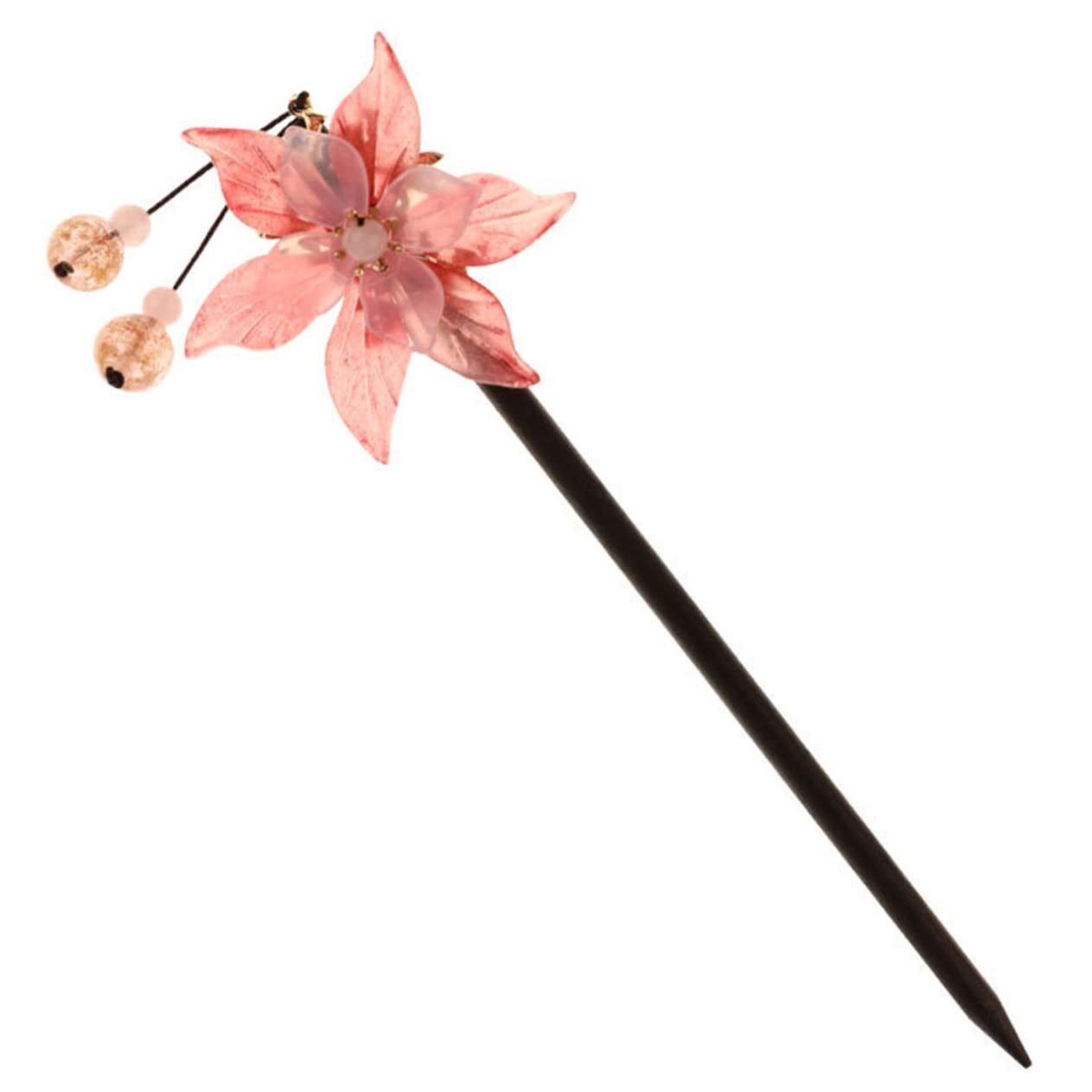 POPETPOP Chinese Hair Chopsticks - Wooden Hair Stick with Flower & Tassel for Women | Retro Hair Barrettes, Jade Hairpin for Updos, Bun & Bridal Hairstyles | Perfect for Weddings, Parties & Vintage Fashion Looks