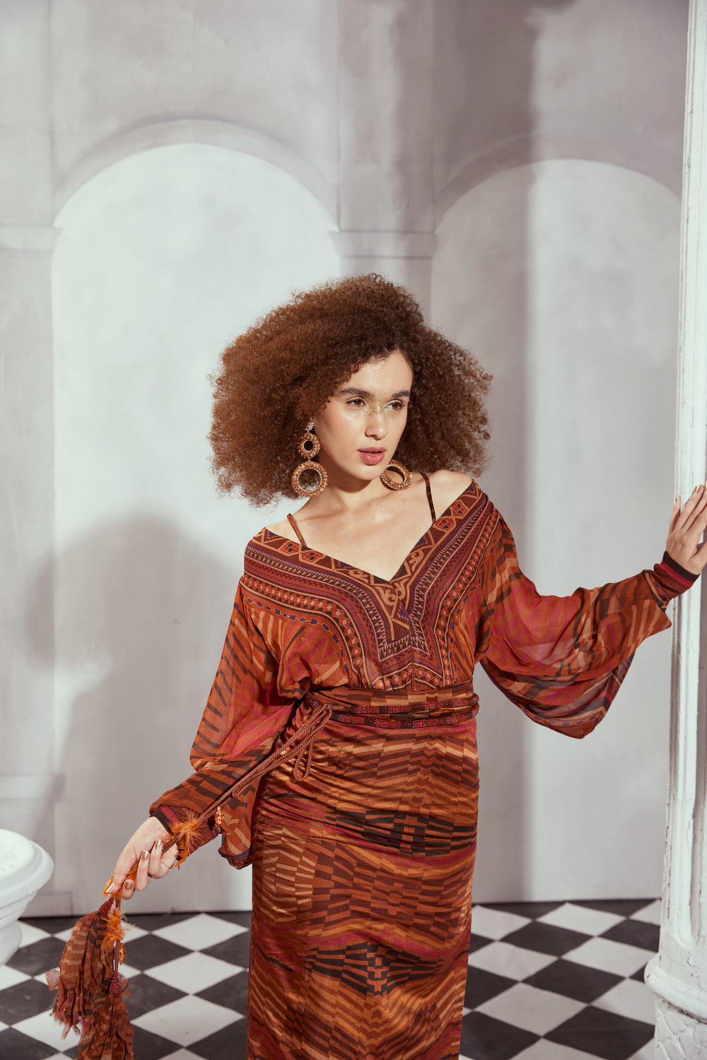 Stylish Tangerine Byzantine Print Top for Women - Perfect for Casual Outings, Parties & Summer Fashion