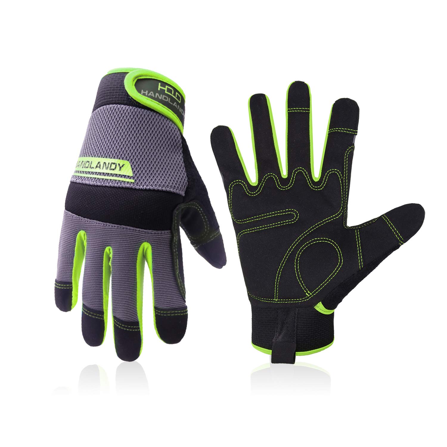 HLDD Work Gloves for Men & Women - Touchscreen Safety Gloves for Mechanics, Driving & Gardening (XL, Green) - Durable Protection for Work & Outdoor Use