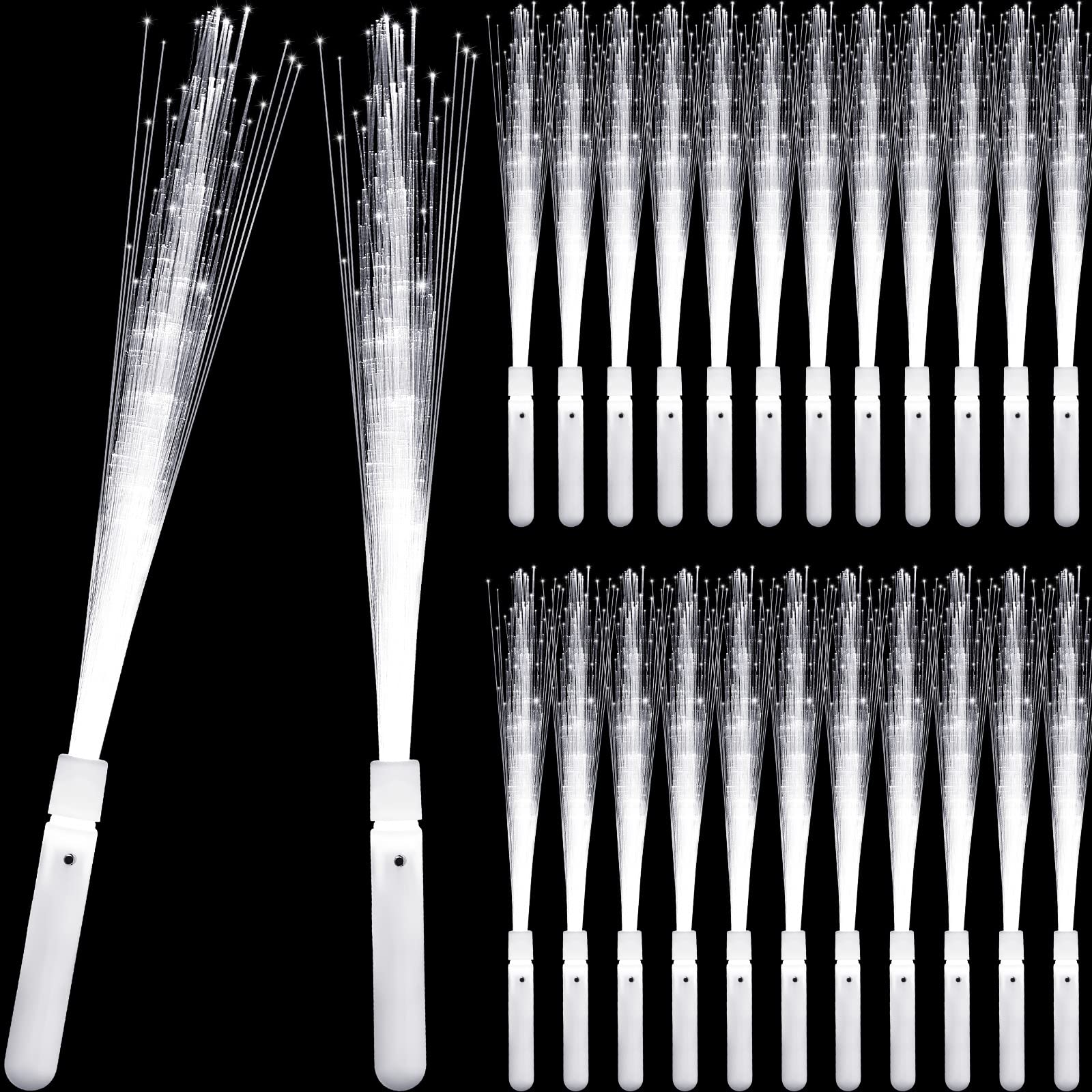 **80-Pack 14-Inch Fiber Optic LED Magic Wands - White Glow Sticks with 3 Light Modes for Weddings, Bridal Showers, Birthdays & Dark Parties | Flashing Sparklers for Dance Performances & Nighttime Celebrations**