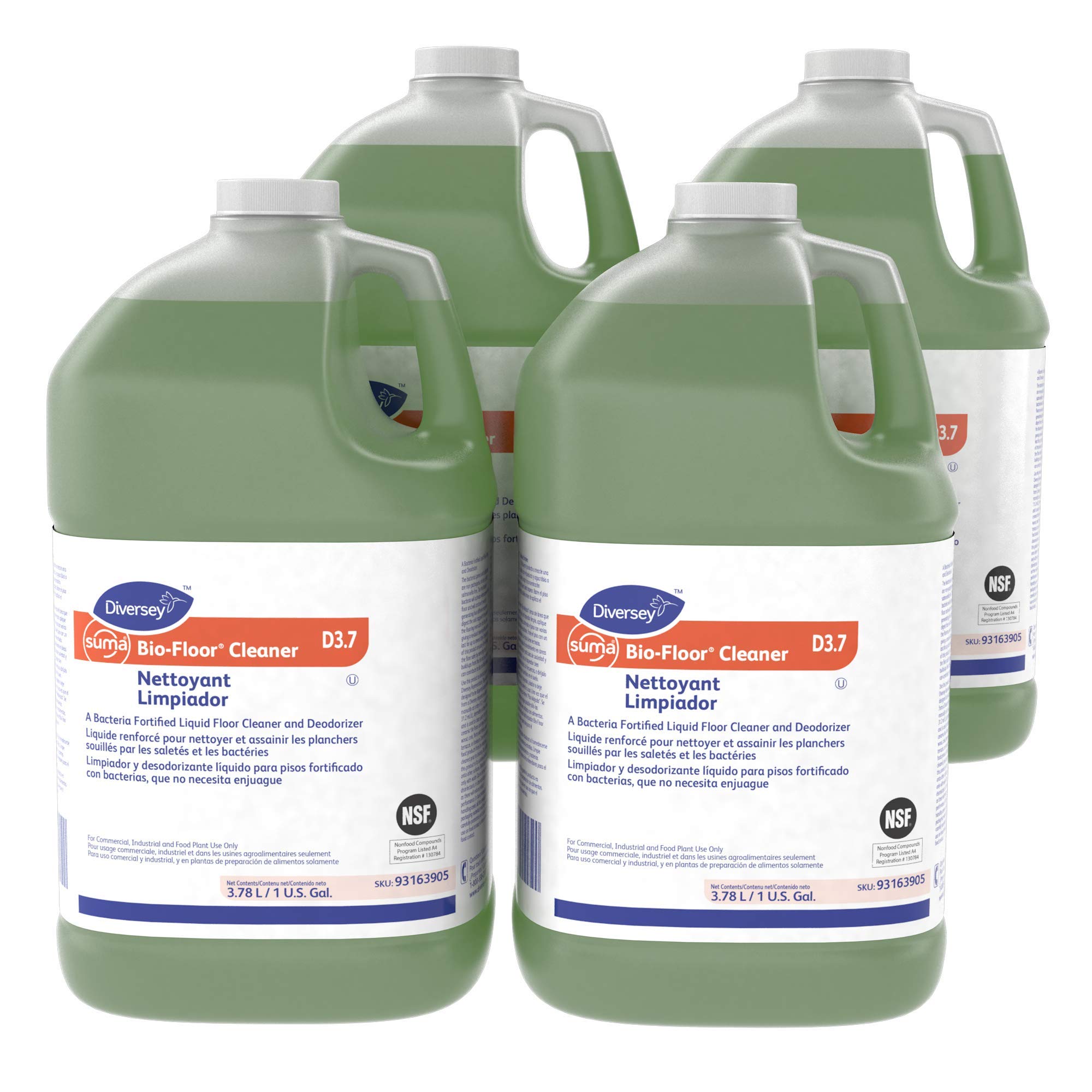Diversey Suma Bio-Floor Cleaner Concentrate - 1 Gallon (4 Pack) | Eco-Friendly Floor Cleaning Solution for Hospitals, Schools & Commercial Spaces