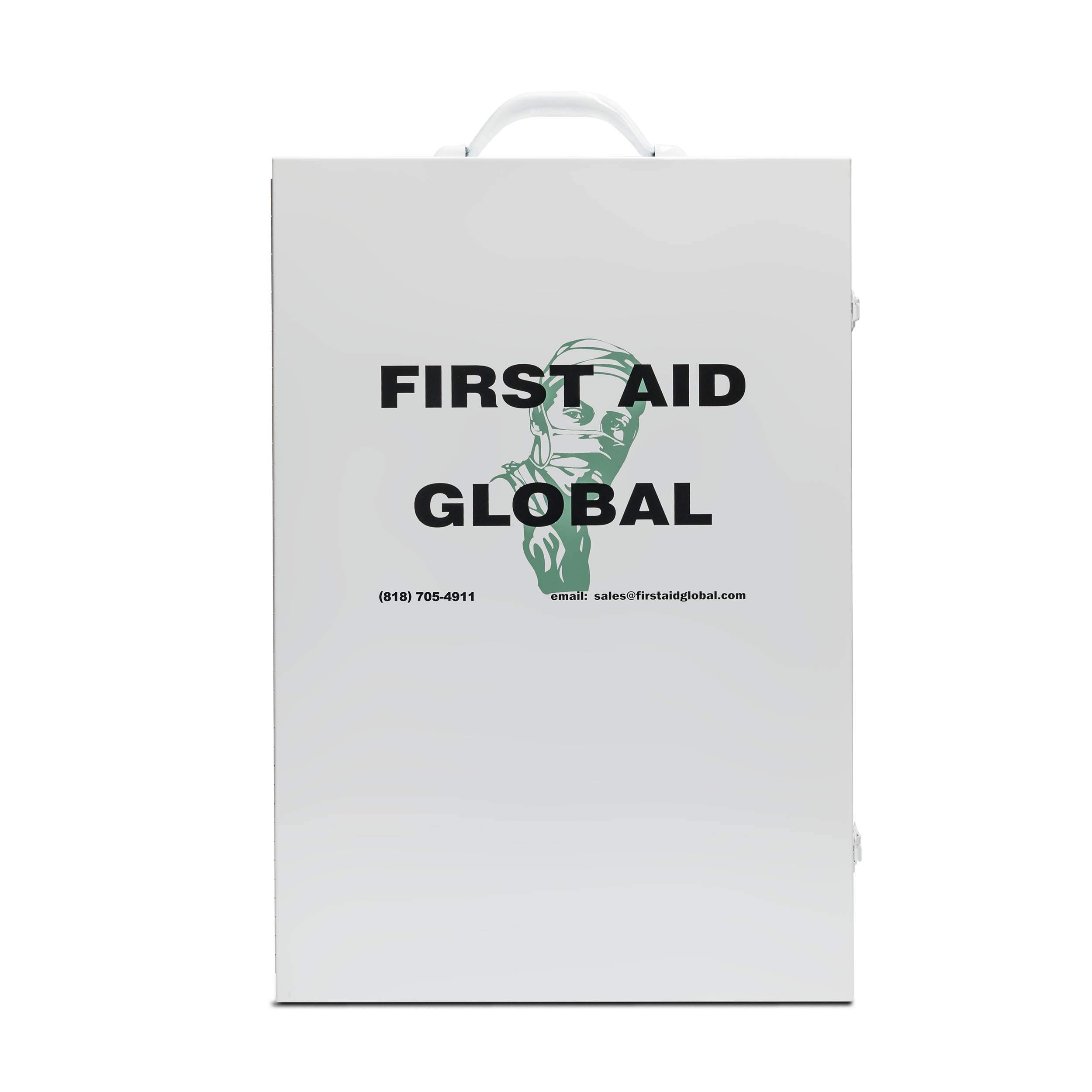First Aid Cabinets Fully Stocked - 4-Shelf Medical Emergency Kit by First Aid Global LLC | Ideal for Home, Office, School & Workplace Safety