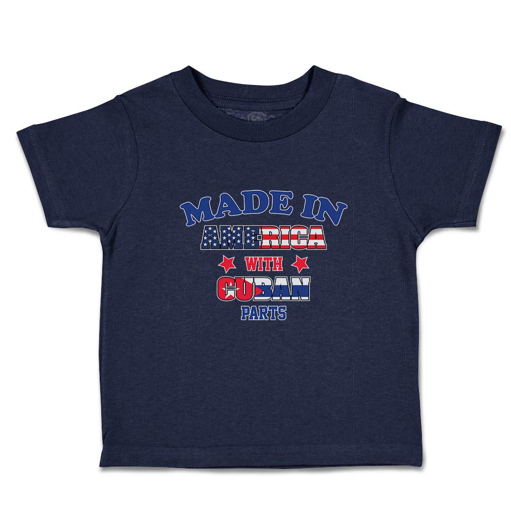 American-Made Toddler T-Shirt with Cuban Collar & USA Flag Design - Perfect for 4th of July, Memorial Day & Patriotic Family Events