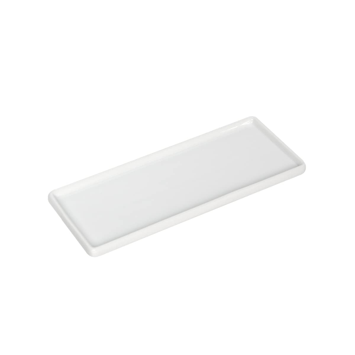 Ceramic Vanity Tray Rectangle - White Bathroom & Kitchen Counter Organizer for Soap, Jewelry, Perfume | Elegant Dresser Tray for Candle, Shampoo, Rings & Accessories | Perfect for Home Decor, Spa Days & Gift Giving