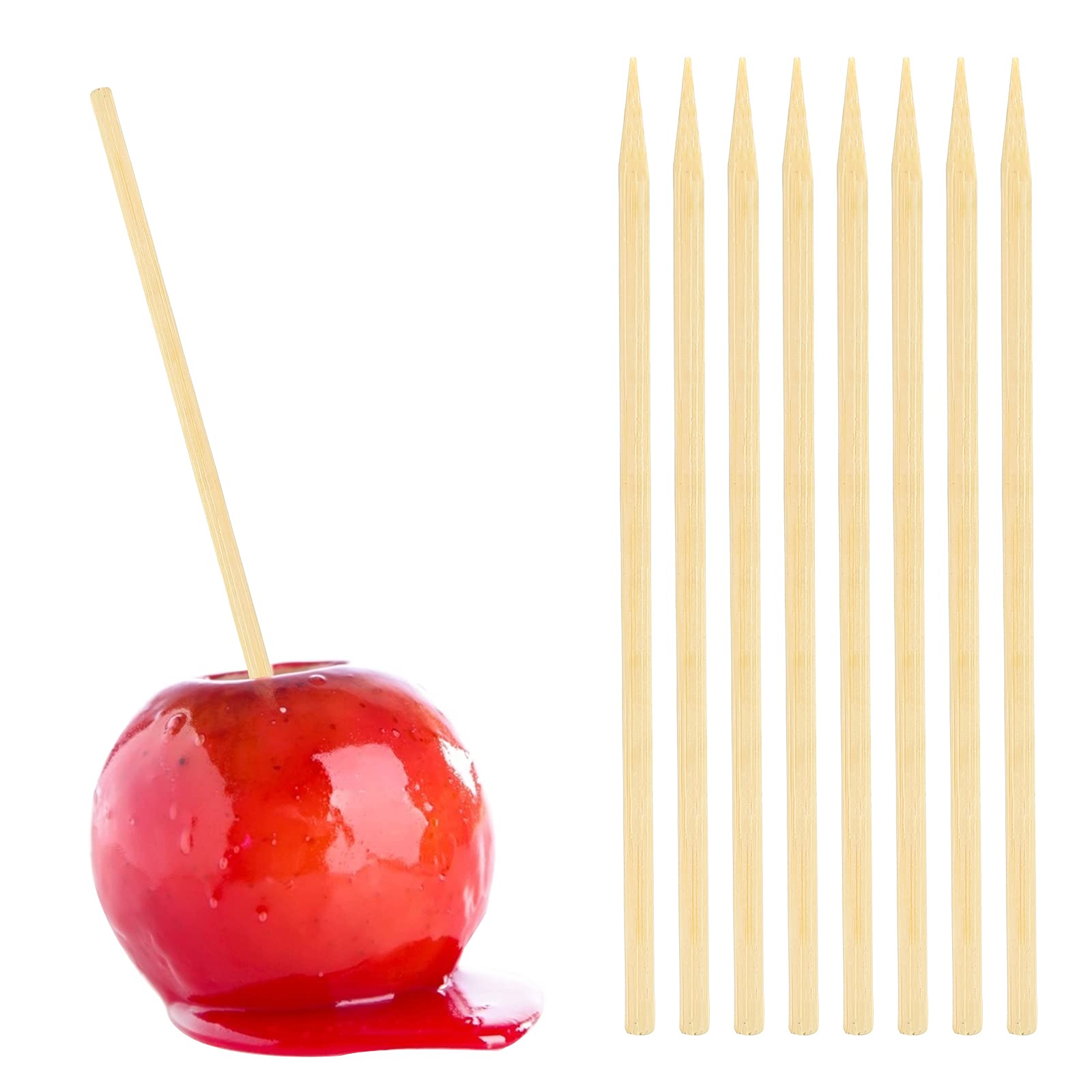 Premium 5mm x 6.25 Inch Birch Bamboo Skewer Sticks for Candy Apples, Cotton Candy, Rock Candy & BBQ - Food Safe Wooden Sticks for Caramel Apples, Lollipops, Corn Dogs & Party Treats