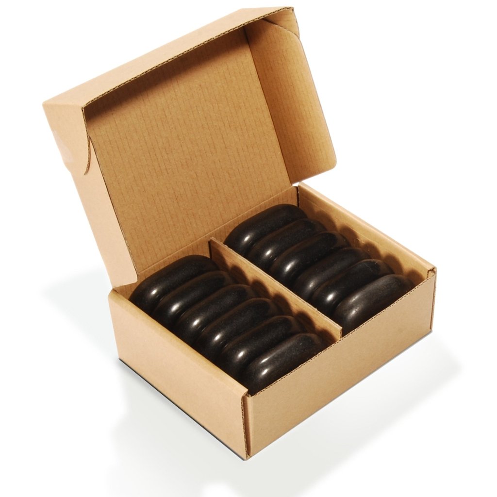 Premium Basalt Hot Stones for Massage - Medium Size Flat Oval Stones (12-Piece Set, 2.6