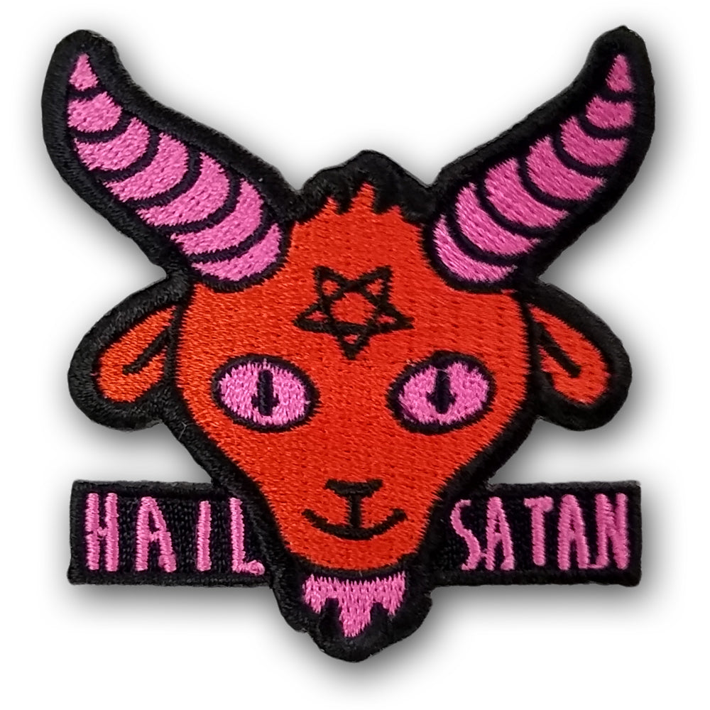 Hail Satan Goat Patch - Embroidered Iron-On Badge for Jackets, Bags & DIY Crafts - Gothic Punk Accessory for Clothing & Costumes