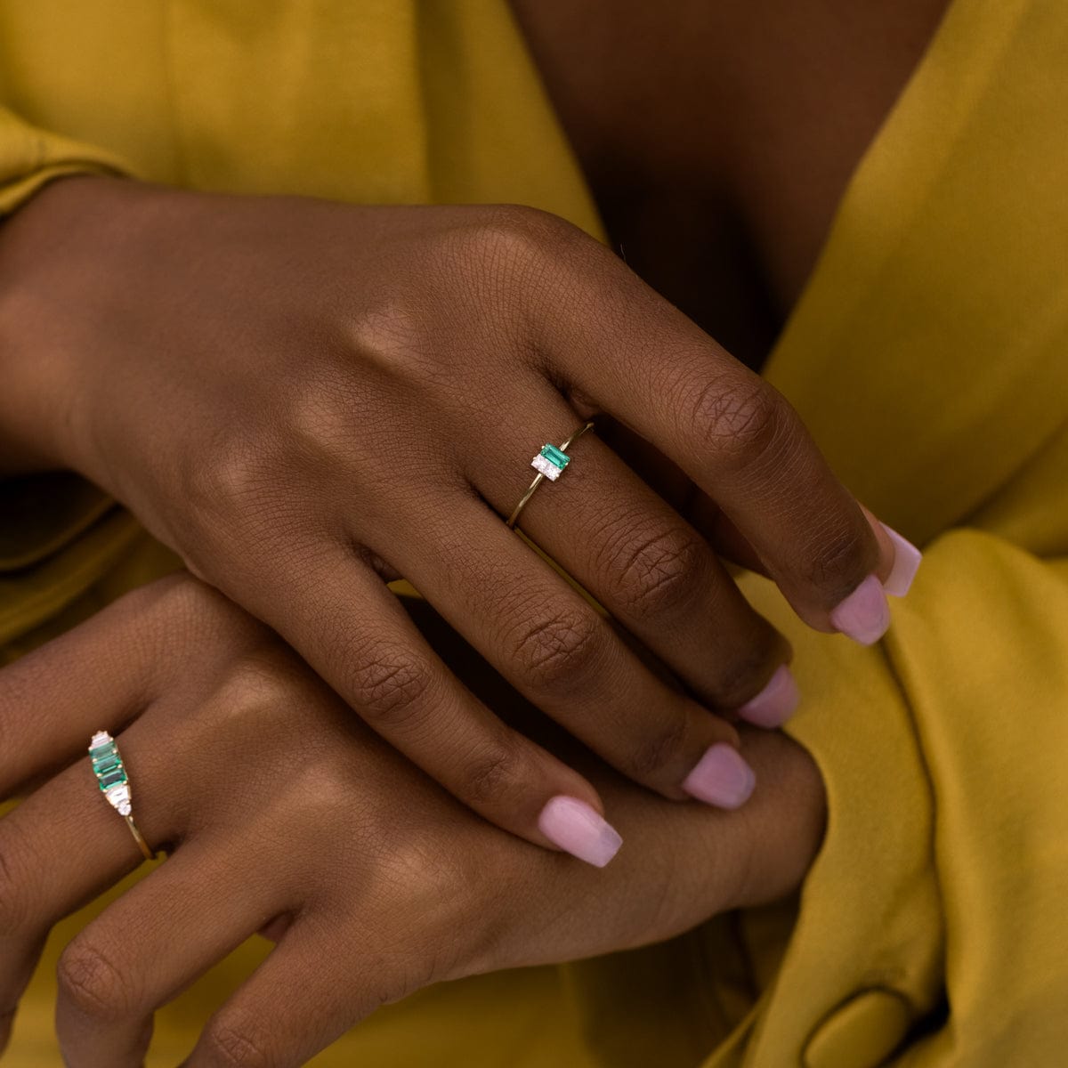 Emerald Diamond Twinkle Ring - 14K Gold Plated Elegant Jewelry for Women, Perfect for Engagement, Anniversary & Special Occasions