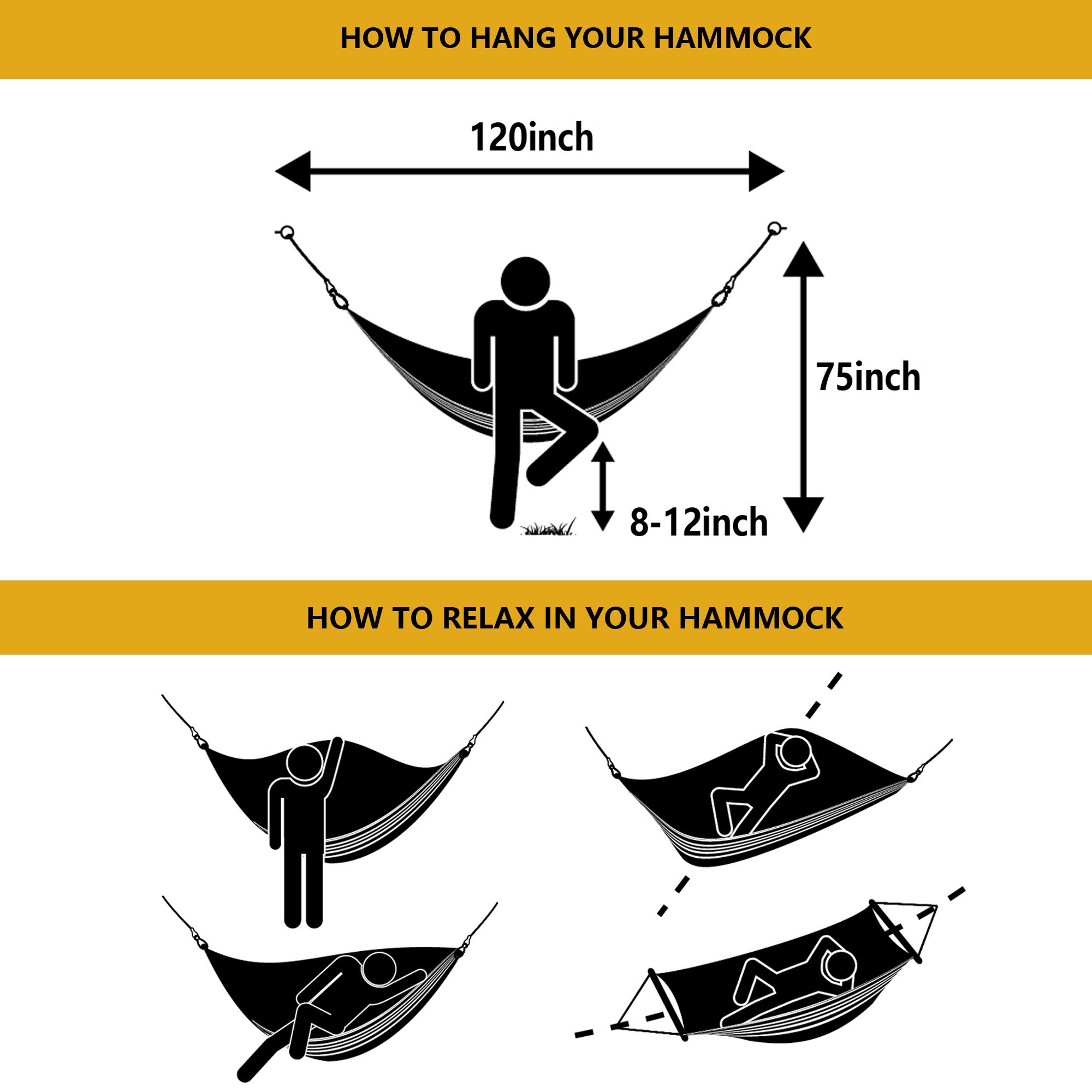 Double Hammock Brazilian Style with Carrying Bag - Soft Woven Fabric Supports 450lbs - Extra Large Brown & Grey Stripe - Perfect for Patio, Garden, Backyard, Porch, Indoor & Outdoor Relaxation
