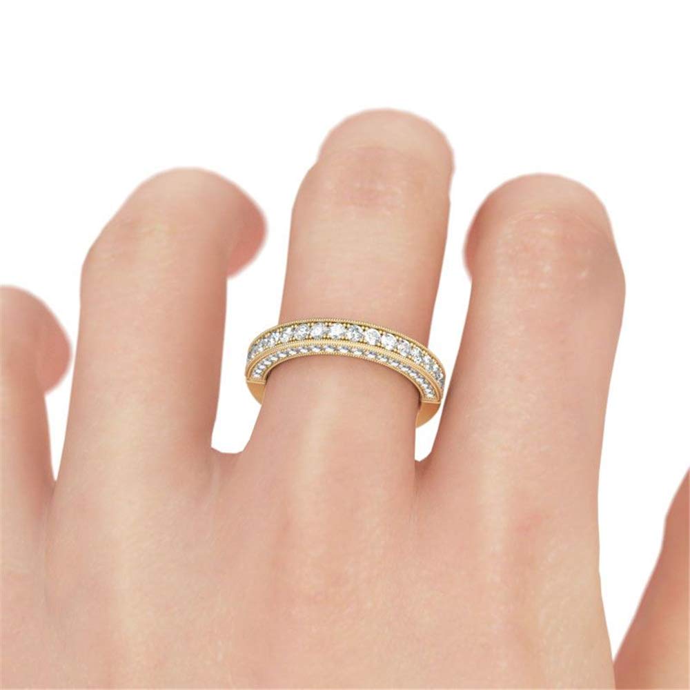 Jeulia 14K Gold Plated Sterling Silver Round Cut Women's Band Ring - Perfect for Engagement, Wedding, Anniversary, Birthday Gifts for Girlfriend & Wife (Includes Jewelry Box) | Elegant Jewelry for Special Occasions & Daily Wear