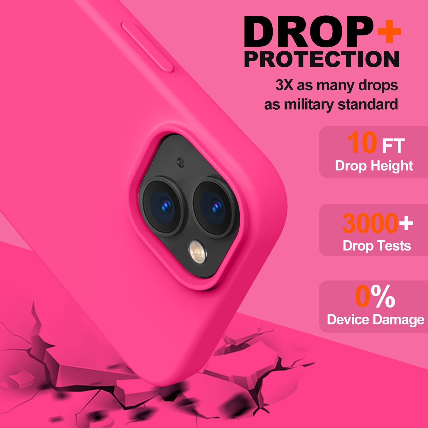 Premium Shockproof Slim Silicone Case for iPhone 14 - Hot Pink | Ultra-Protective & Stylish Cover for Everyday Use, Work & Travel