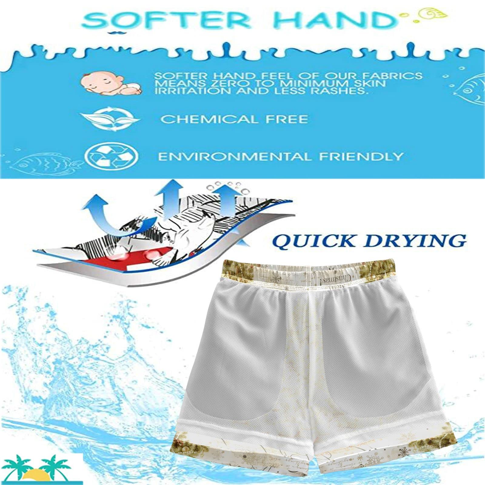 Visesunny Elegant Christmas Tree Boys Swim Trunks - Quick Dry Swimwear for Kids & Toddlers | Perfect for Beach, Pool & Summer Water Activities