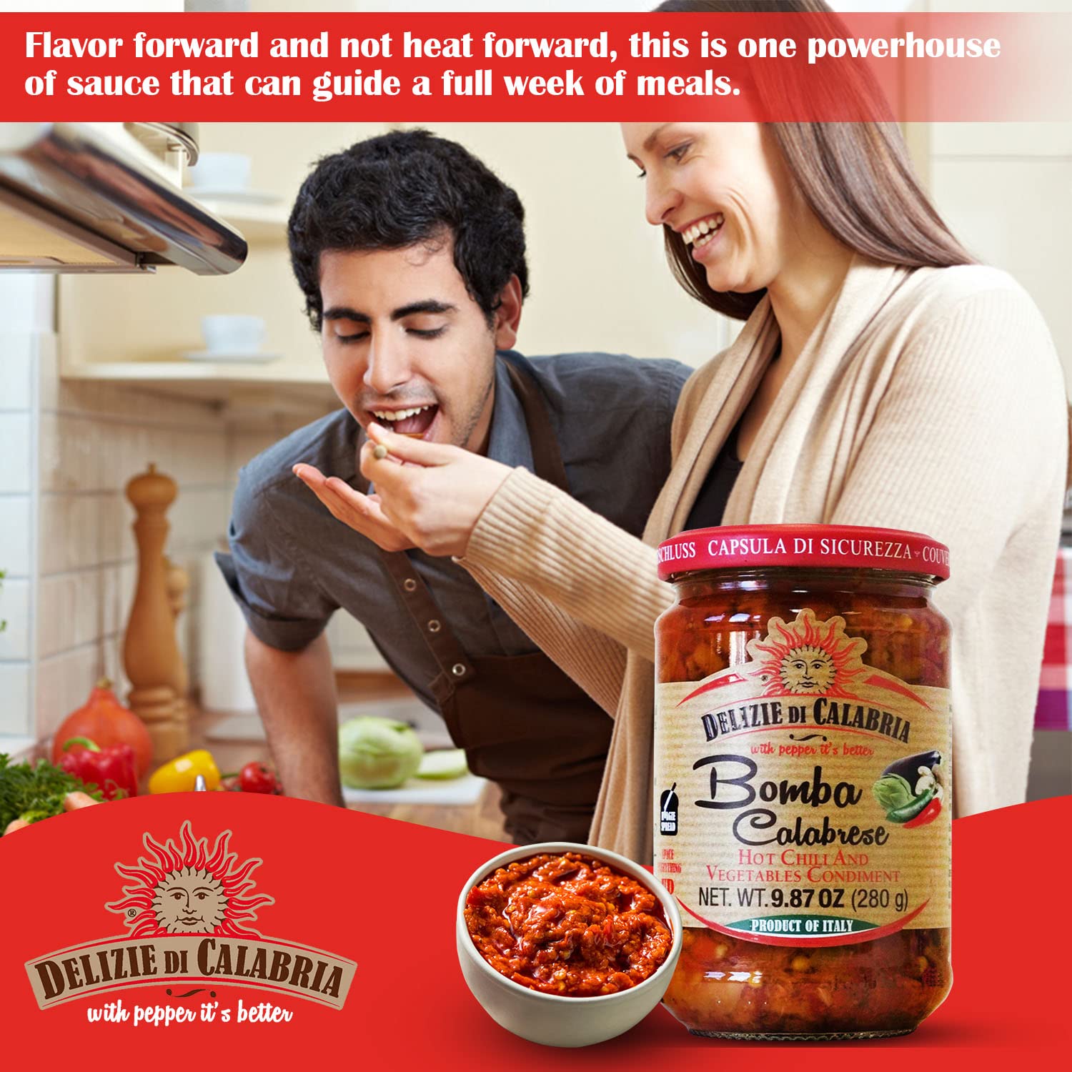 Bomba Calabrese Italian Hot Sauce Spread - 9.87oz (Pack of 3) | Authentic Spicy Chili Pepper Condiment for Pizza, Pasta & Sandwiches | Gourmet Italian Cooking & Charcuterie Board Essential