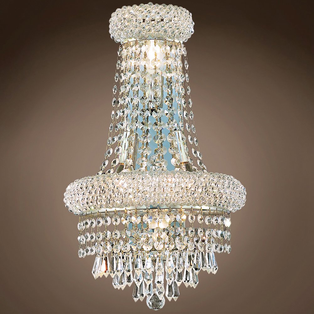 Bagel Design 12 Inch Chrome Wall Sconce with 4 Lights and Clear Swarovski Crystals - Elegant Bathroom Vanity Lighting for Bedroom, Hallway & Entryway
