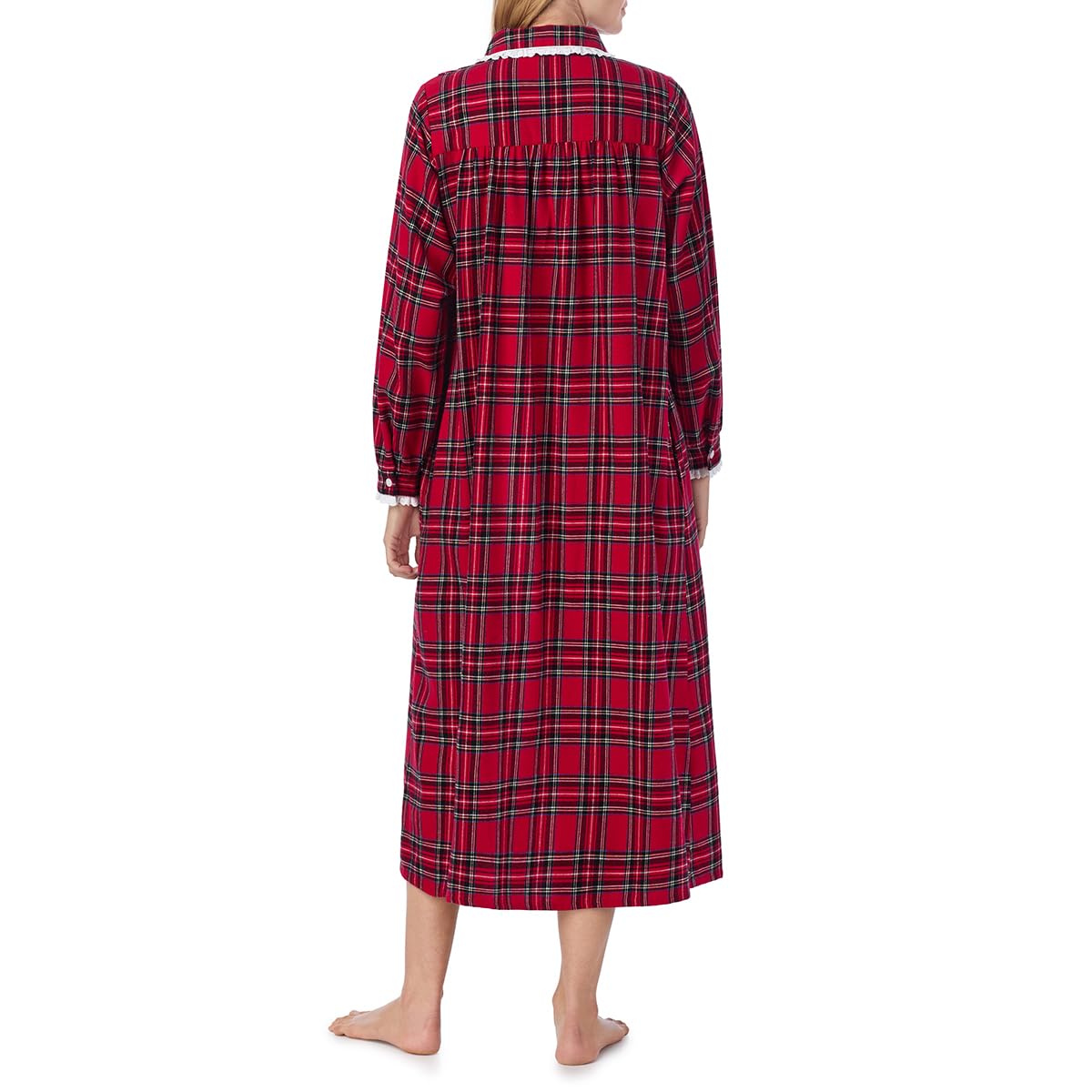 Women's Soft Flannel Pajama Set - Classic Round Neck Long Sleeve Sleepwear Nightgown for Cozy Nights & Lounge Wear at Home