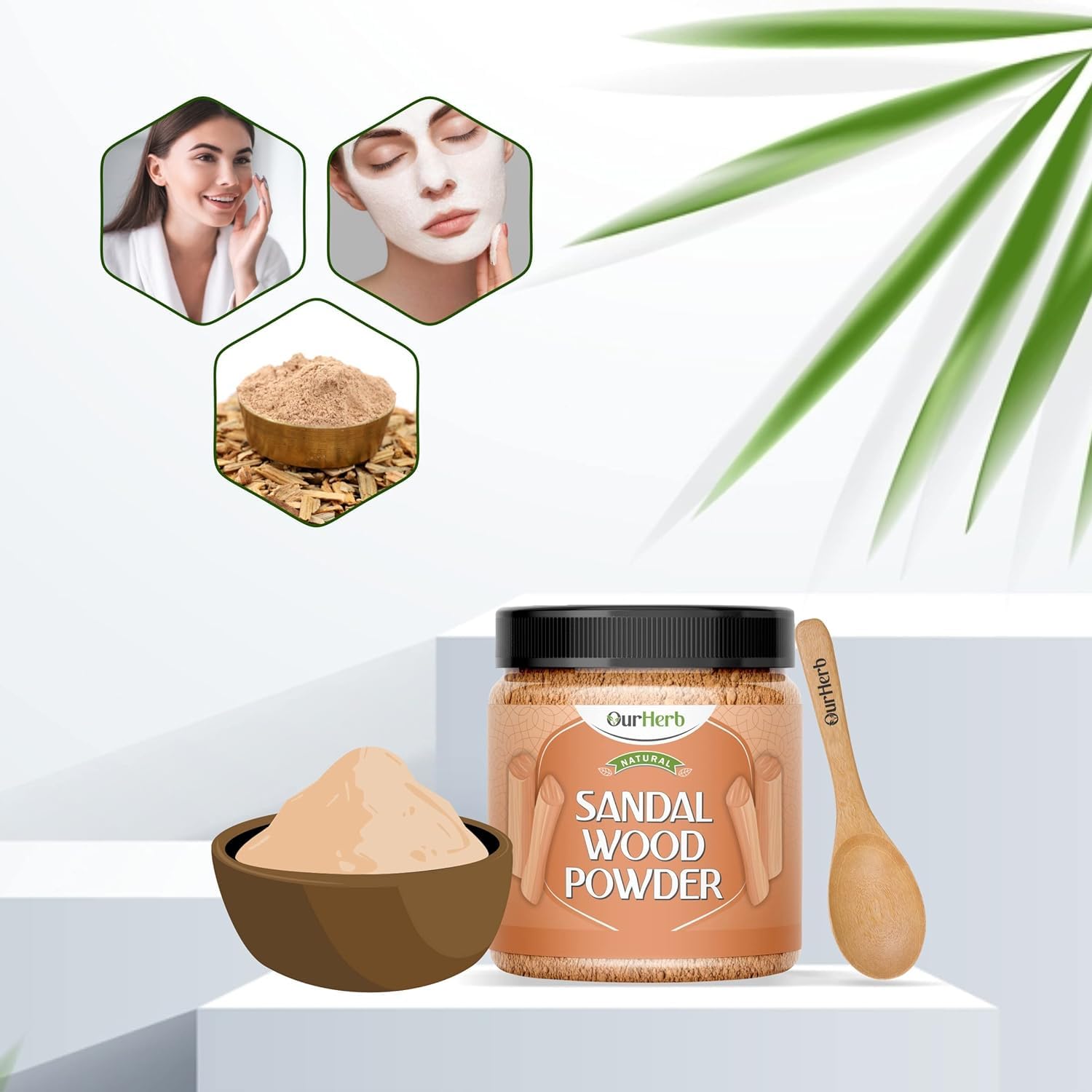 Pure Natural Sandalwood Powder Face Mask for Glowing Skin & Tan Removal - 100% Santalum Album Chandan Powder with Wooden Spoon (100g/3.5oz) | Brightening Facial Treatment for Acne, Dark Spots & Dull Skin | Perfect for Spa Day, Ayurvedic Skincare & DIY Beauty Routines
