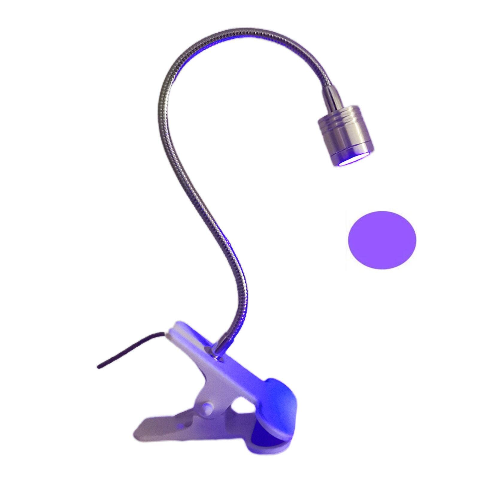 UV LED Gooseneck Desk Lamp with Clamp - Portable 5V USB Nail Curing Light for Gel Polish, Manicure & Pedicure - Perfect for Home Salon, Nail Art Studio and Outdoor Stalls (Silver, Long Head)