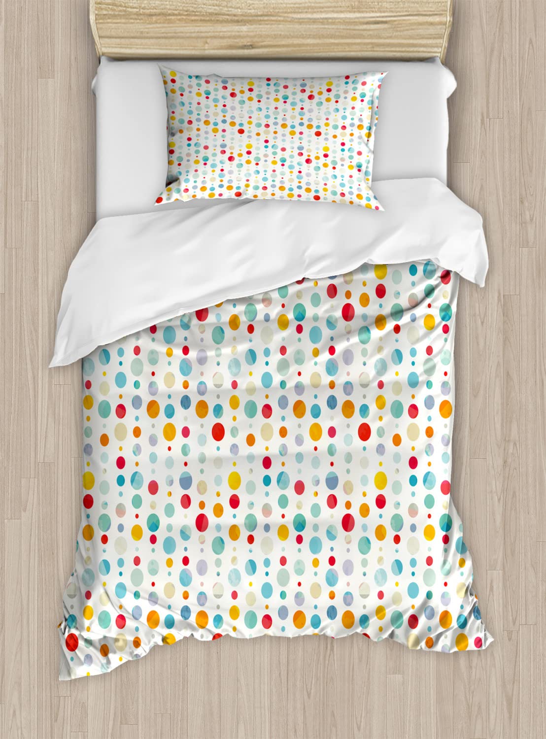 Ambesonne Abstract Duvet Cover Set - Colorful Circular Dot Pattern King Size 2-Piece Set with 4 Pillowcases | Modern Bohemian Bedding for Master Bedroom, Guest Room & Dorm Decor | Soft Hypoallergenic Microfiber