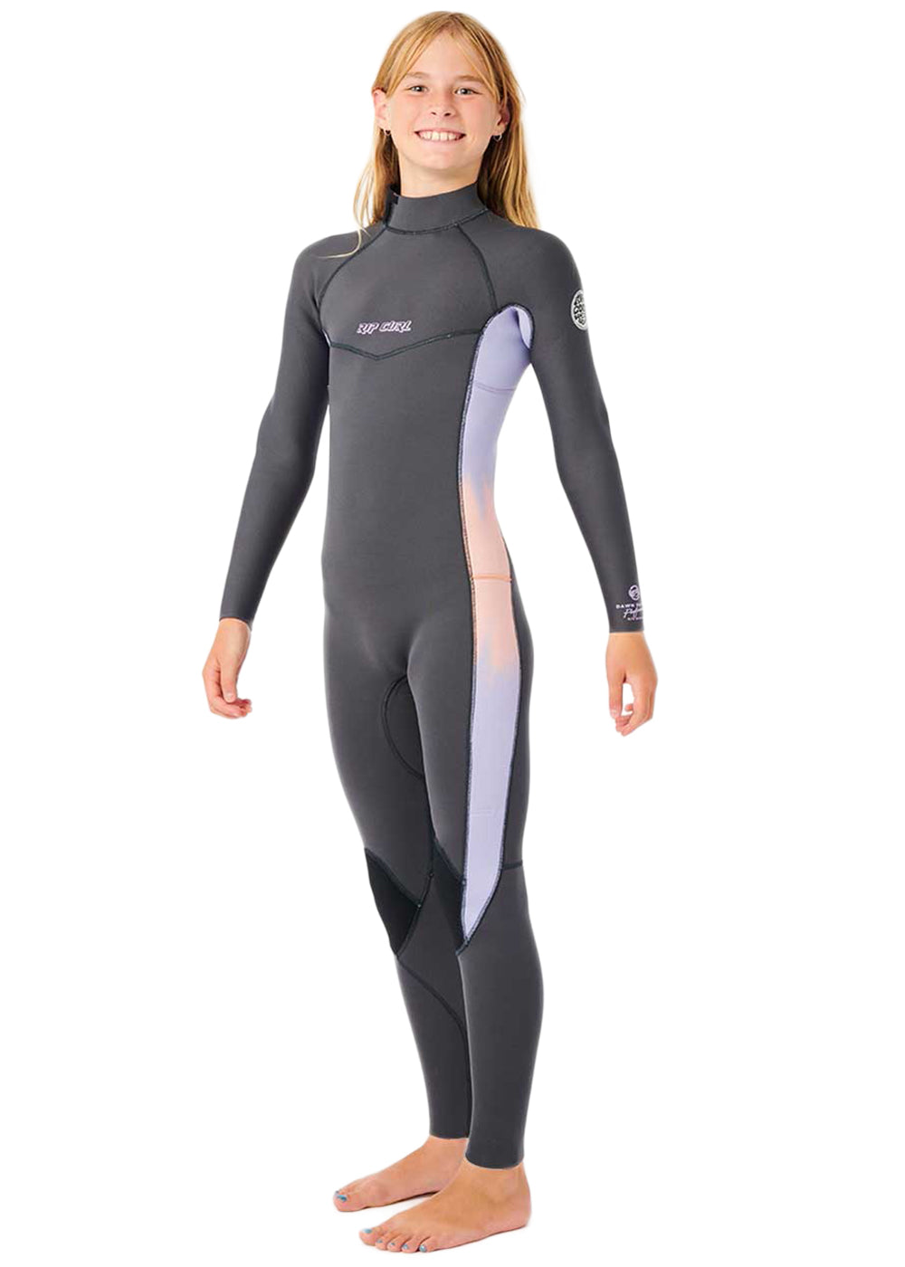 Rip Curl Girls Dawn Patrol 3/2mm Back Zip Steamer Wetsuit for Kids - Warm & Flexible Neoprene Surfing Suit for Cold Water Swimming, Surfing & Water Sports