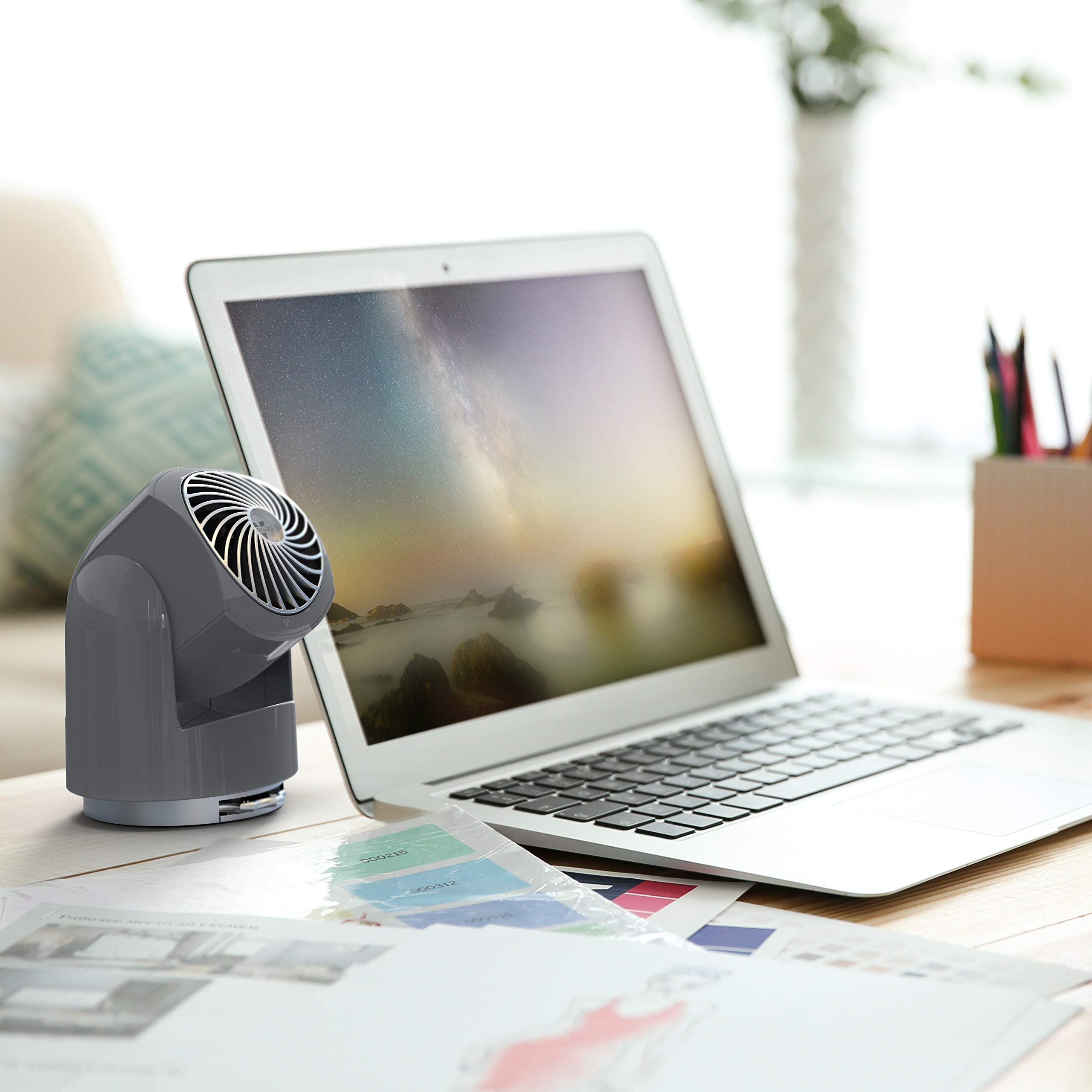 Vornado Flippi V6 Compact Air Circulator Fan - Quiet Portable Personal Fan with Adjustable Head & 2 Speed Settings - Perfect for Office Desk, Bedroom, Travel & Home Use - Storm Gray