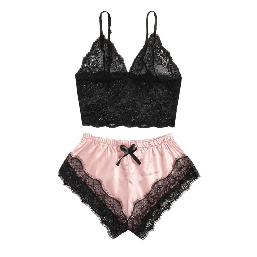 Sexy Satin Lace Pajama Set for Women - Sleepwear & Nightwear for Comfort