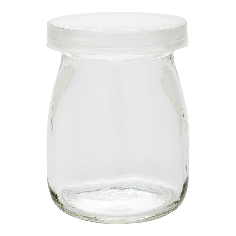 4 oz Round Vintage Milk & Yogurt Glass Jars with Plastic Lids - 2.25