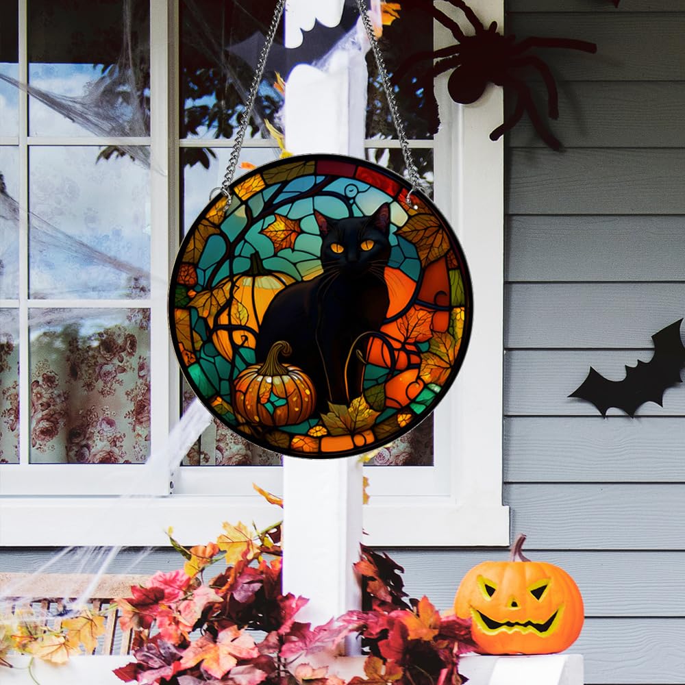 MATIHAY Black Cat Acrylic Window Hanging - Cute Cat Wall Decor for Cat Lovers, Halloween Fall Christmas Home & Cafe Decoration (Little Cat, Small Size) - Perfect for Living Room, Bedroom, Office & Gift Giving