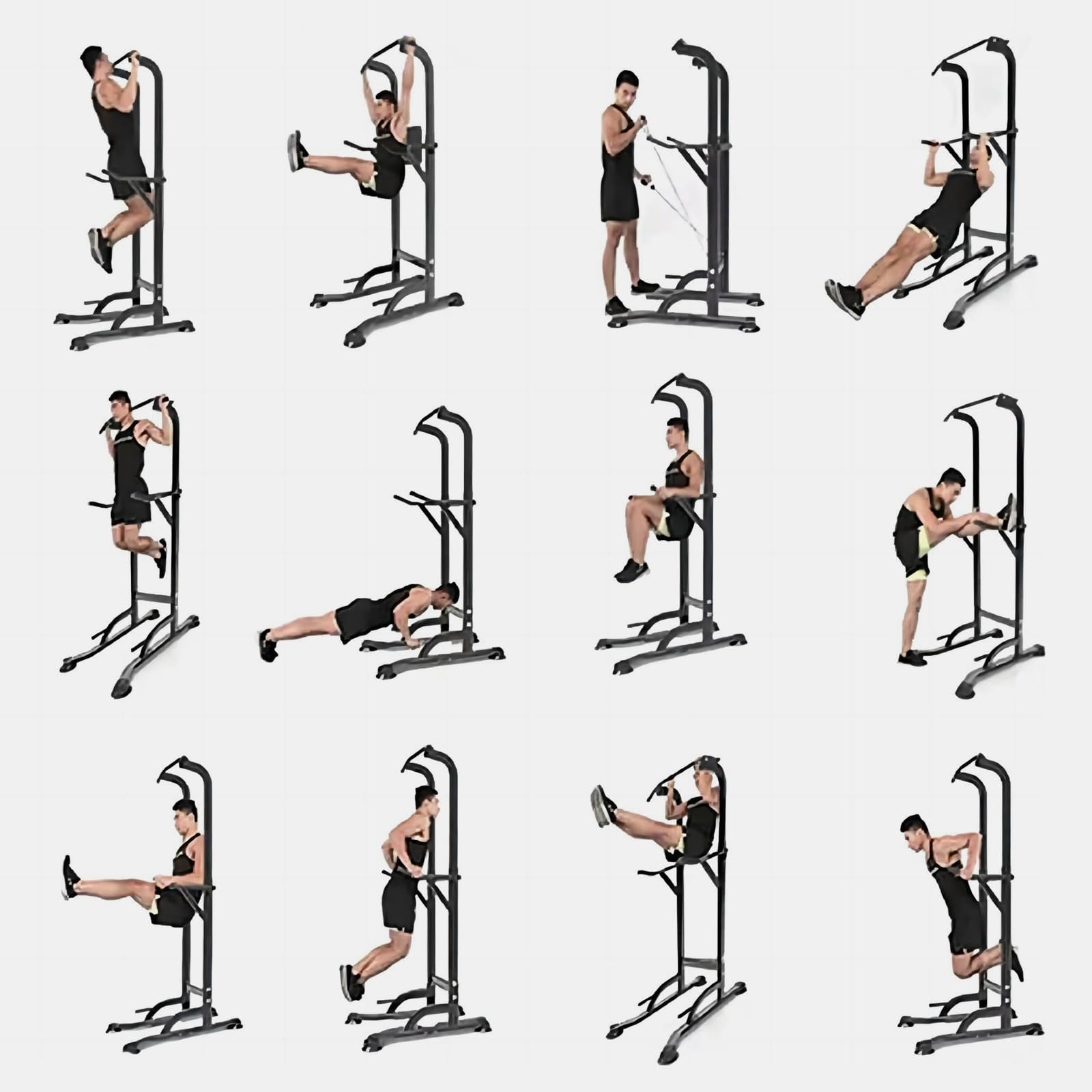 Power Tower Pull Up Bar for Home Gym - Adjustable Height Multi-Functional Dip Station for Strength Training & Fitness Workouts | Perfect for Home Exercise, Garage Gym & Full-Body Training
