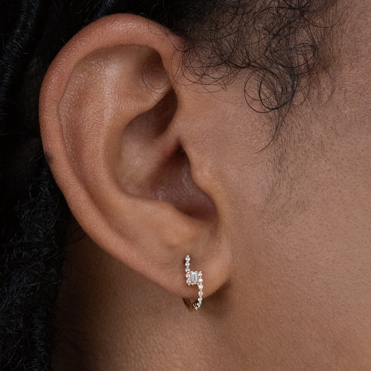 Diamond Baguette Huggie Hoop Earrings for Women - Elegant Cradle Design for Everyday Wear & Special Occasions