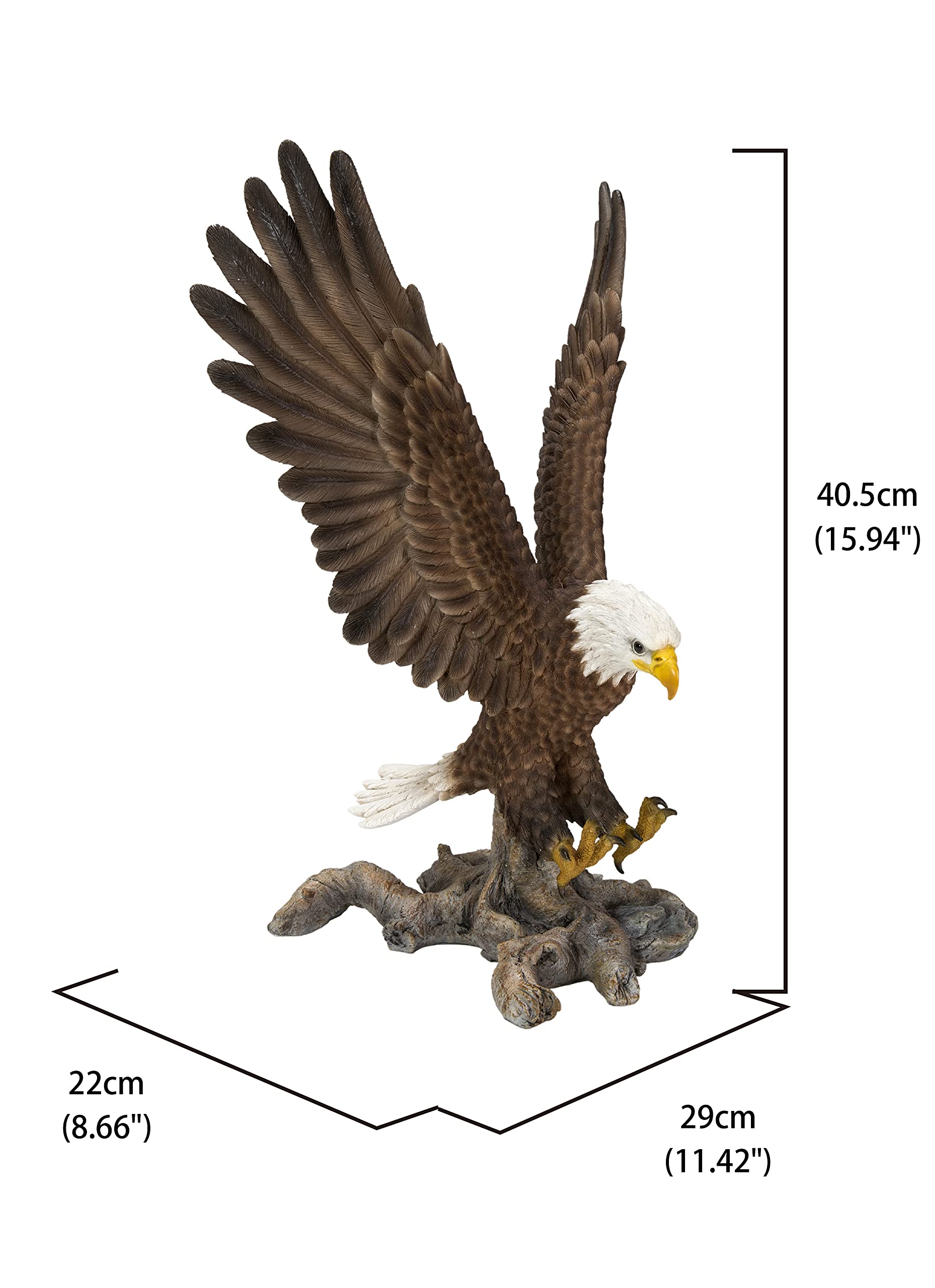 HiLine Gift Ltd. Flying Eagle Statue - 3.52 lb Bronze Eagle Sculpture, 11.42