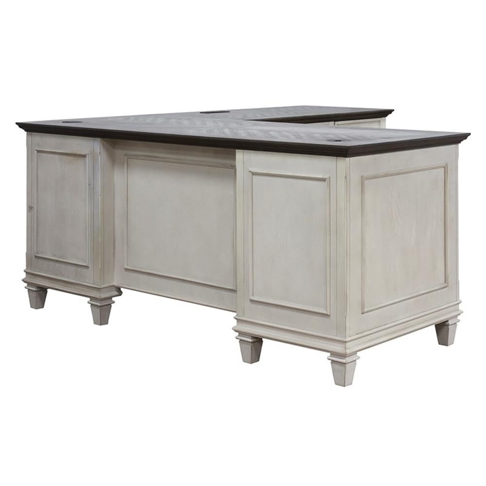 Martin Furniture Pedestal Desk - Modern White Writing Desk for Home Office, Study & Workspace | Sturdy Computer Desk with Spacious Work Surface & Elegant Design