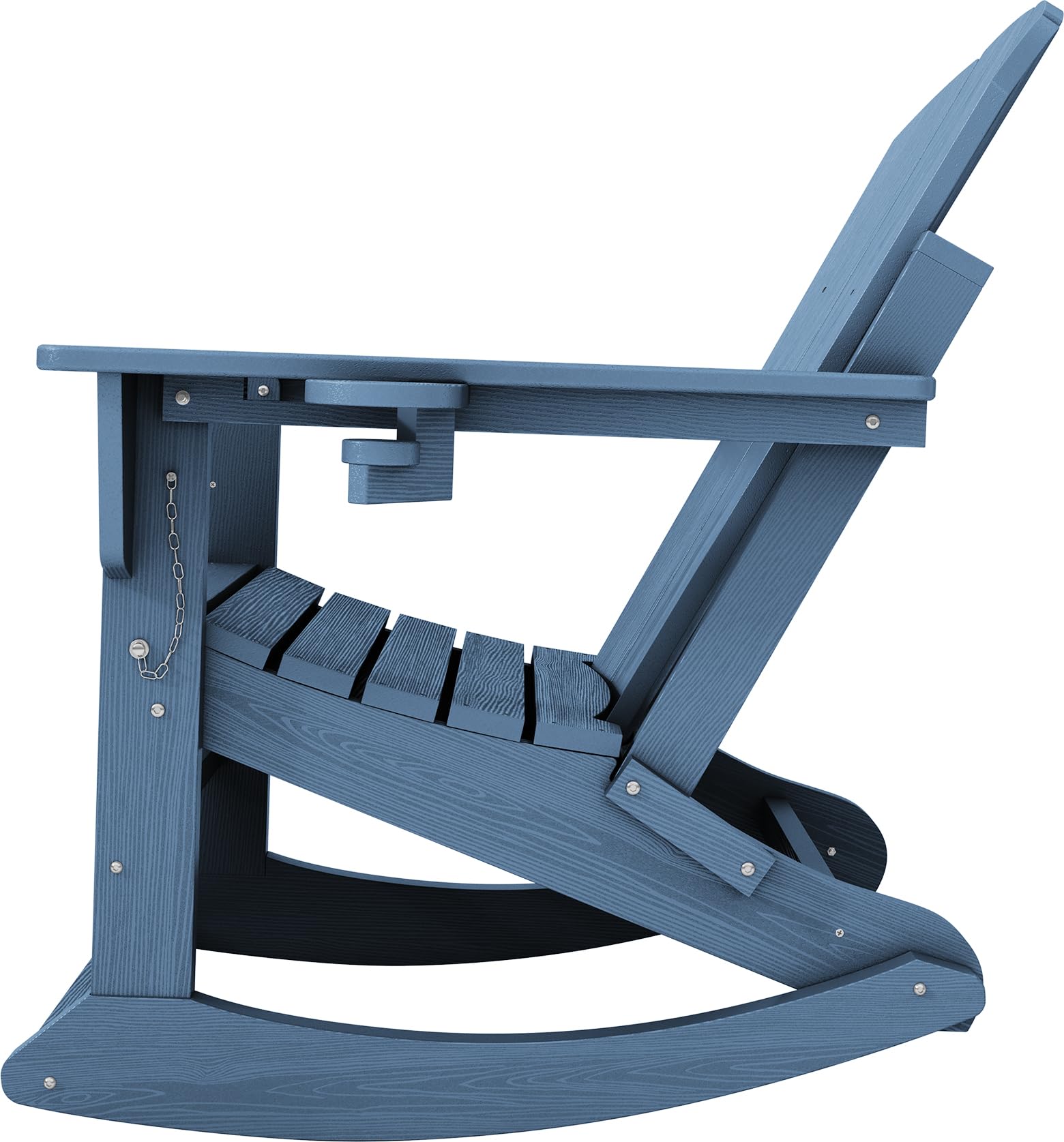 Premium HDPE Adirondack Rocking Chair Set of 4 with Retractable Ottoman & Cup Holders - Outdoor Patio Furniture for Porch, Balcony, Garden & Poolside Relaxation | Weather-Resistant Deep Blue Rockers