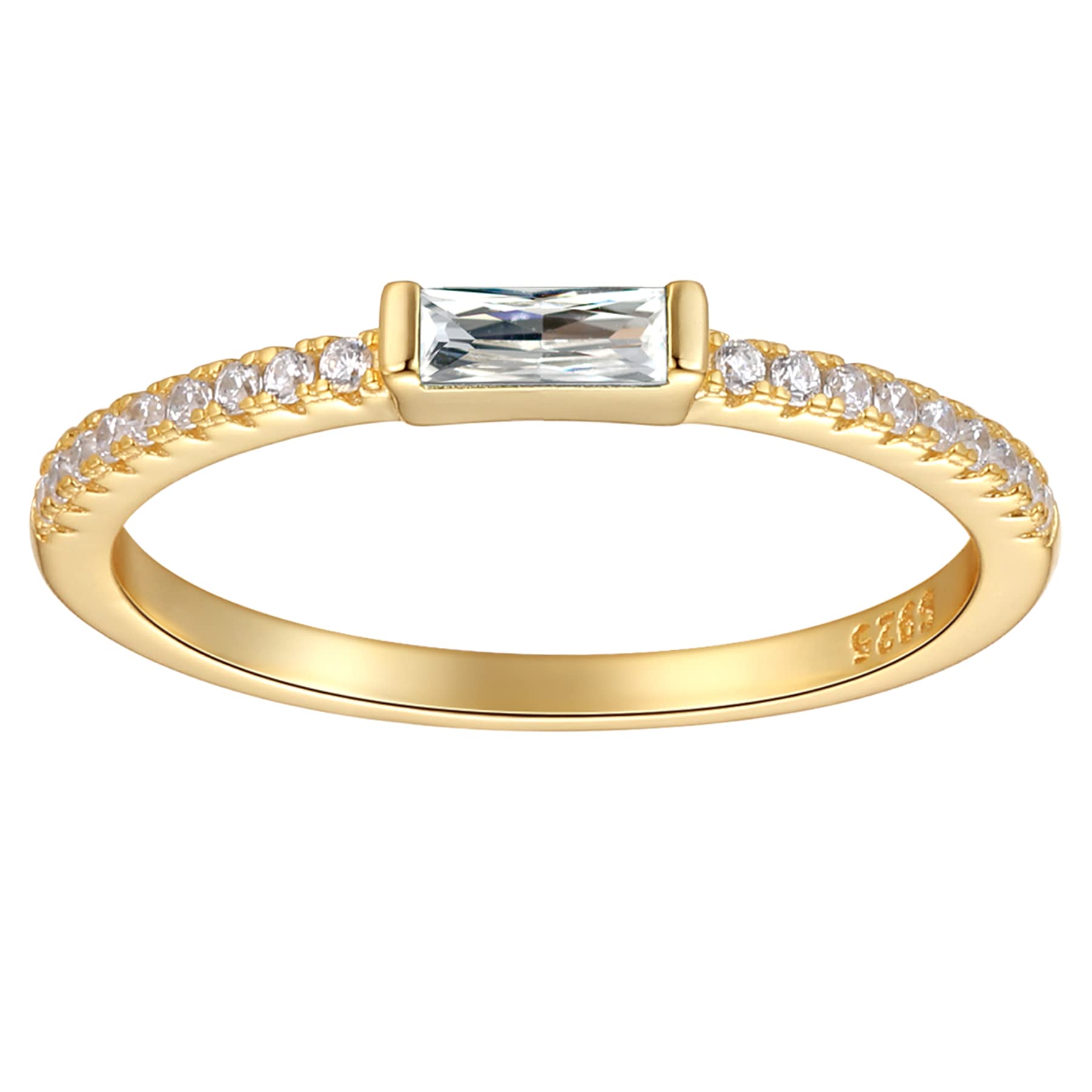 Dainty Emerald Cut CZ Wedding Band Ring for Women - Anniversary & Stacking Jewelry Gift