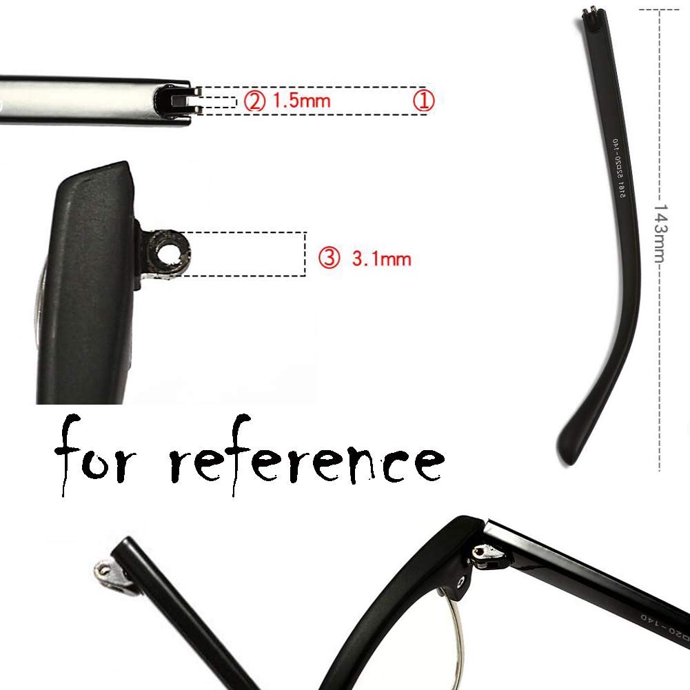 1 Pair Black Plastic Replacement Temple Arms for Eyeglasses - Durable Eyeglass Frame Repair Parts for Men & Women - Perfect for Everyday Wear, Reading, and Computer Use