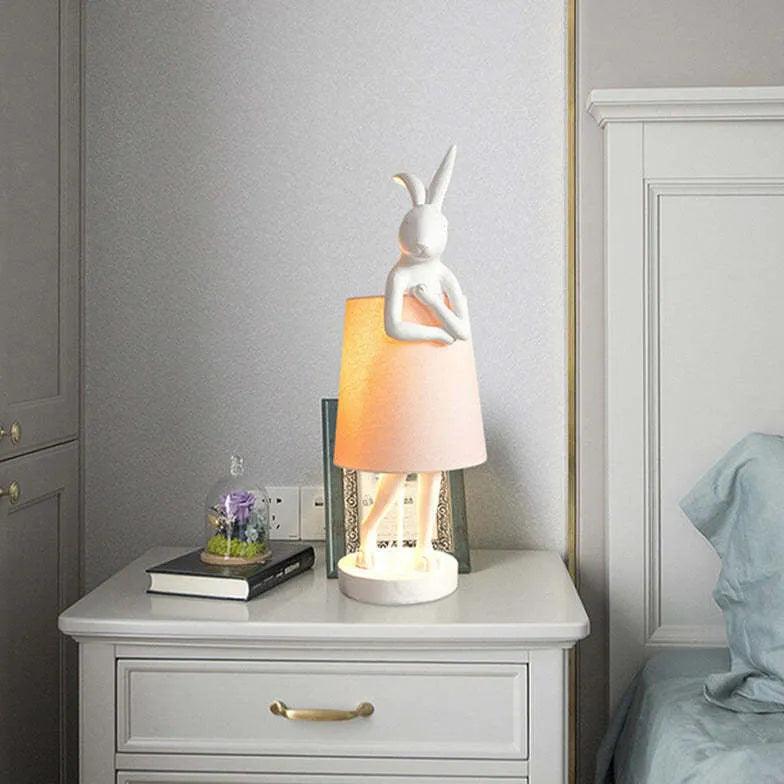 Modern White Rabbit Shaped Bedside Table Lamp - Cute Nightstand Lighting for Nursery, Kids Room & Home Decor