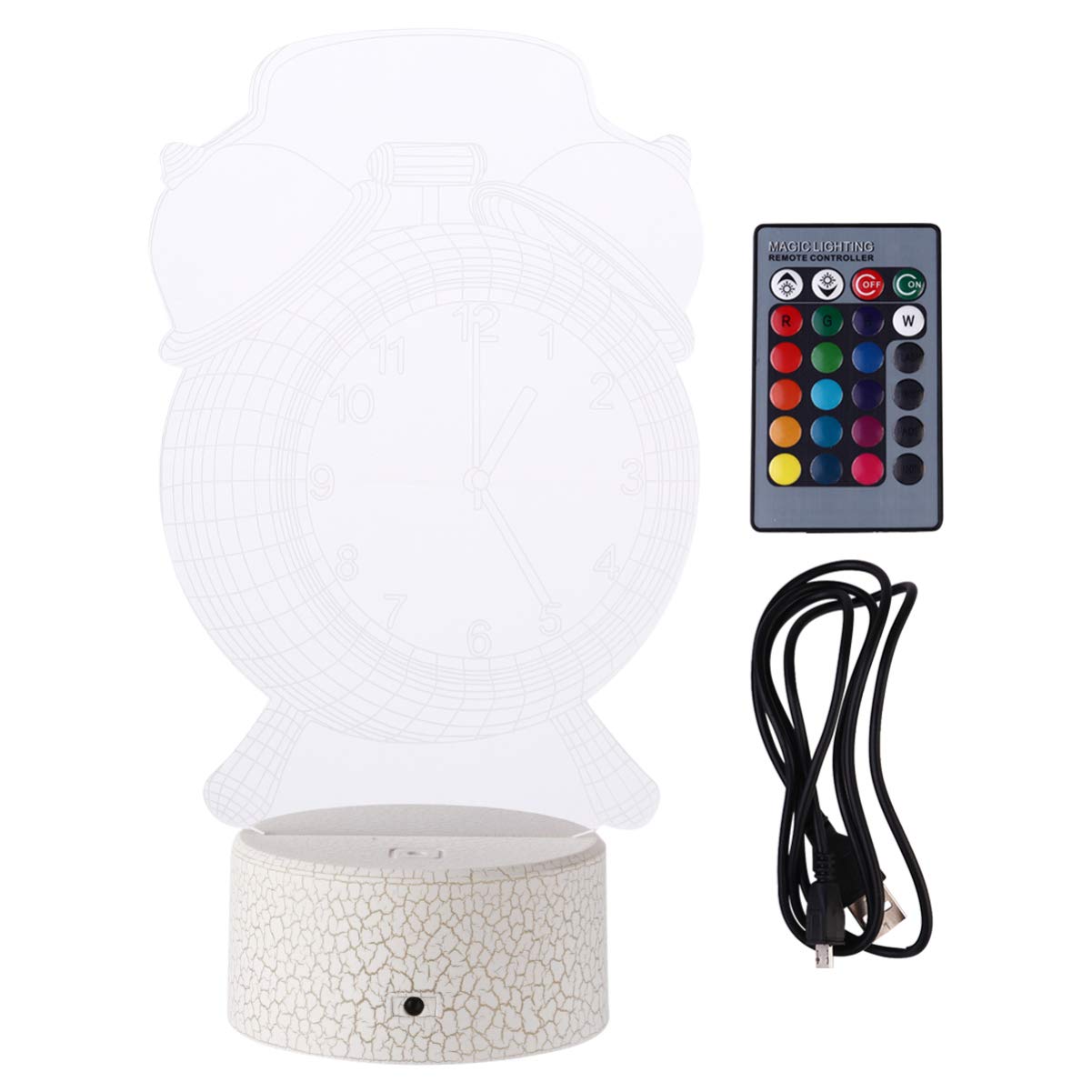 OSALADI 3D LED Desk Lamp with Acrylic Clock & Optical Illusion - USB Touch Control, 7 Color Changing Night Light for Home Office Decor, Birthday Gift, Holiday Present (Battery Not Included) | Perfect for Bedroom, Study Room & Nightstand Lighting