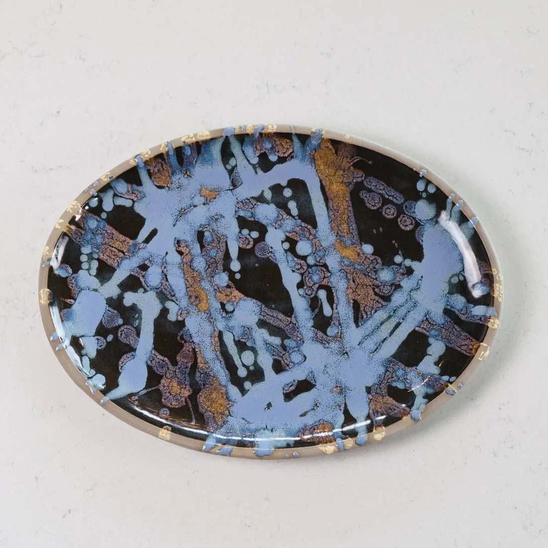 XL Stoneware Serving Platter with Abstract Pendulum Art Design - Creative Collection for Dinner Parties, Holiday Entertaining & Home Decor