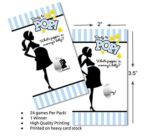 Baby Shower Scratch Off Game Cards - 24 Ready to Pop Tickets for Gender Reveal & Baby Shower Party Activities | Fun Interactive Baby Shower Game Ideas (Blue)
