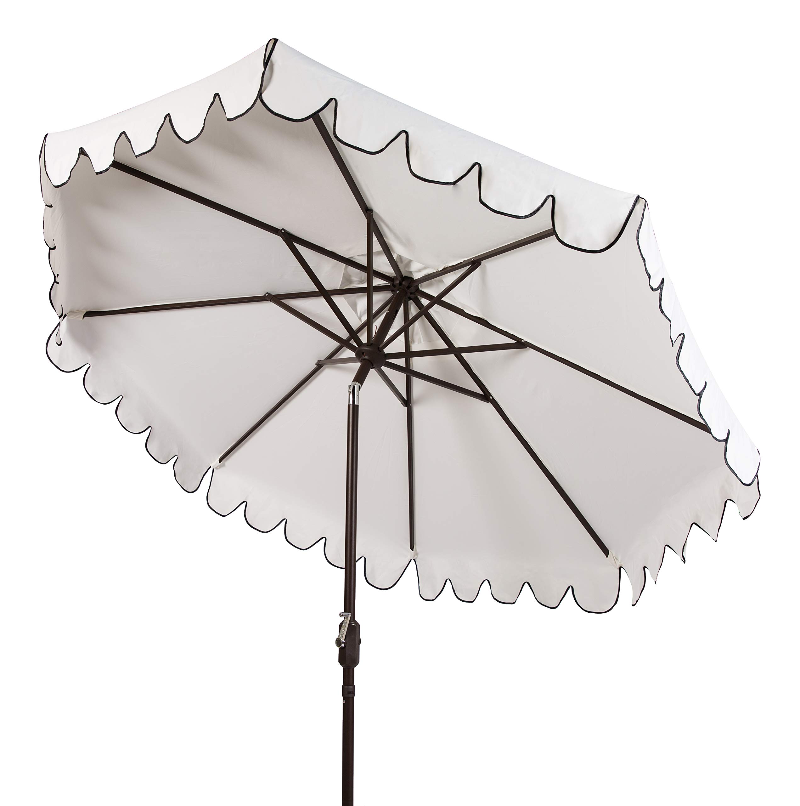 SAFAVIEH PAT8010A Venice Navy & White 9Ft Outdoor Umbrella with Crank & Push Button Tilt - Perfect for Patio, Poolside, and Backyard Shade